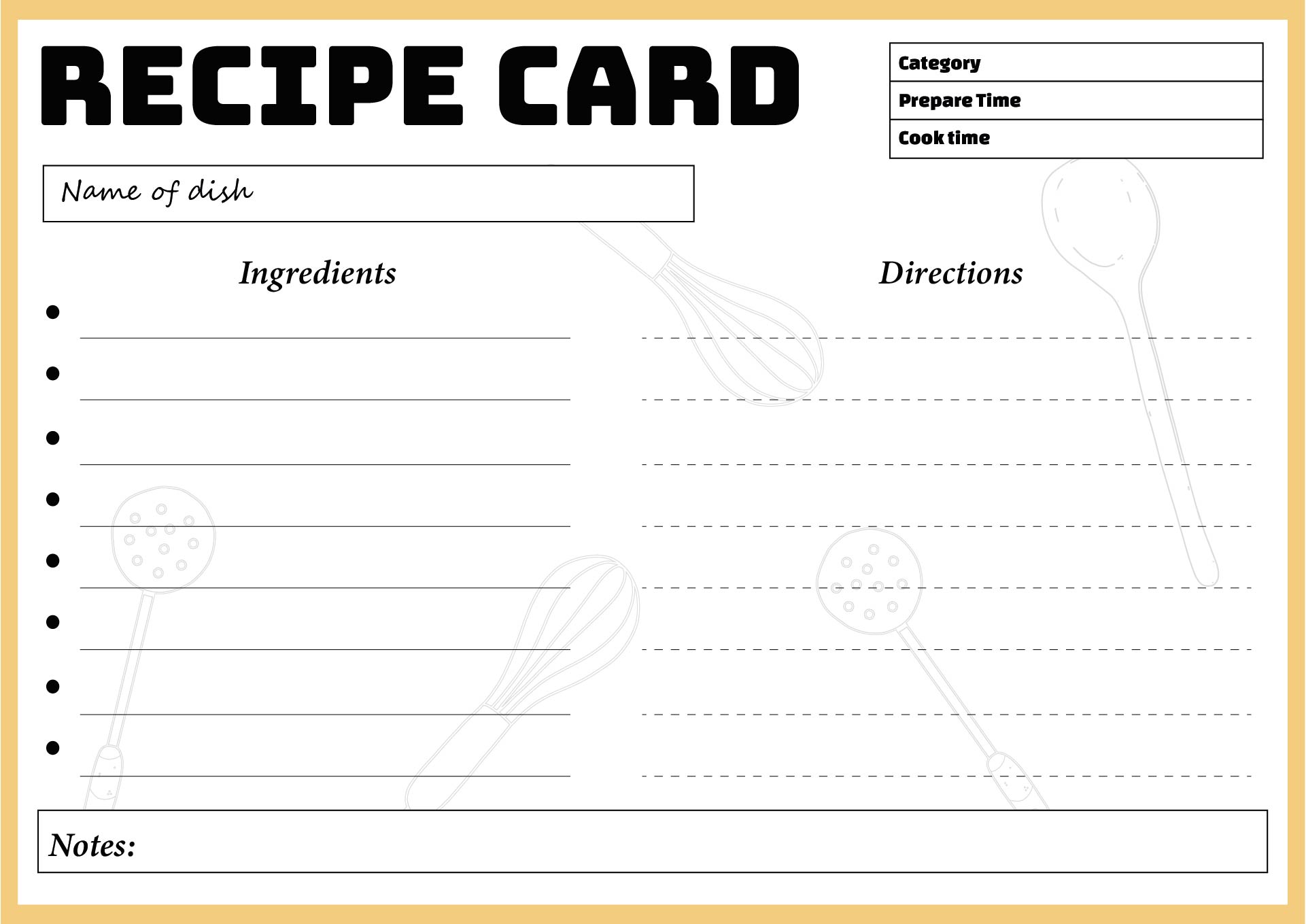 My Favorite Recipes Printable Sheet