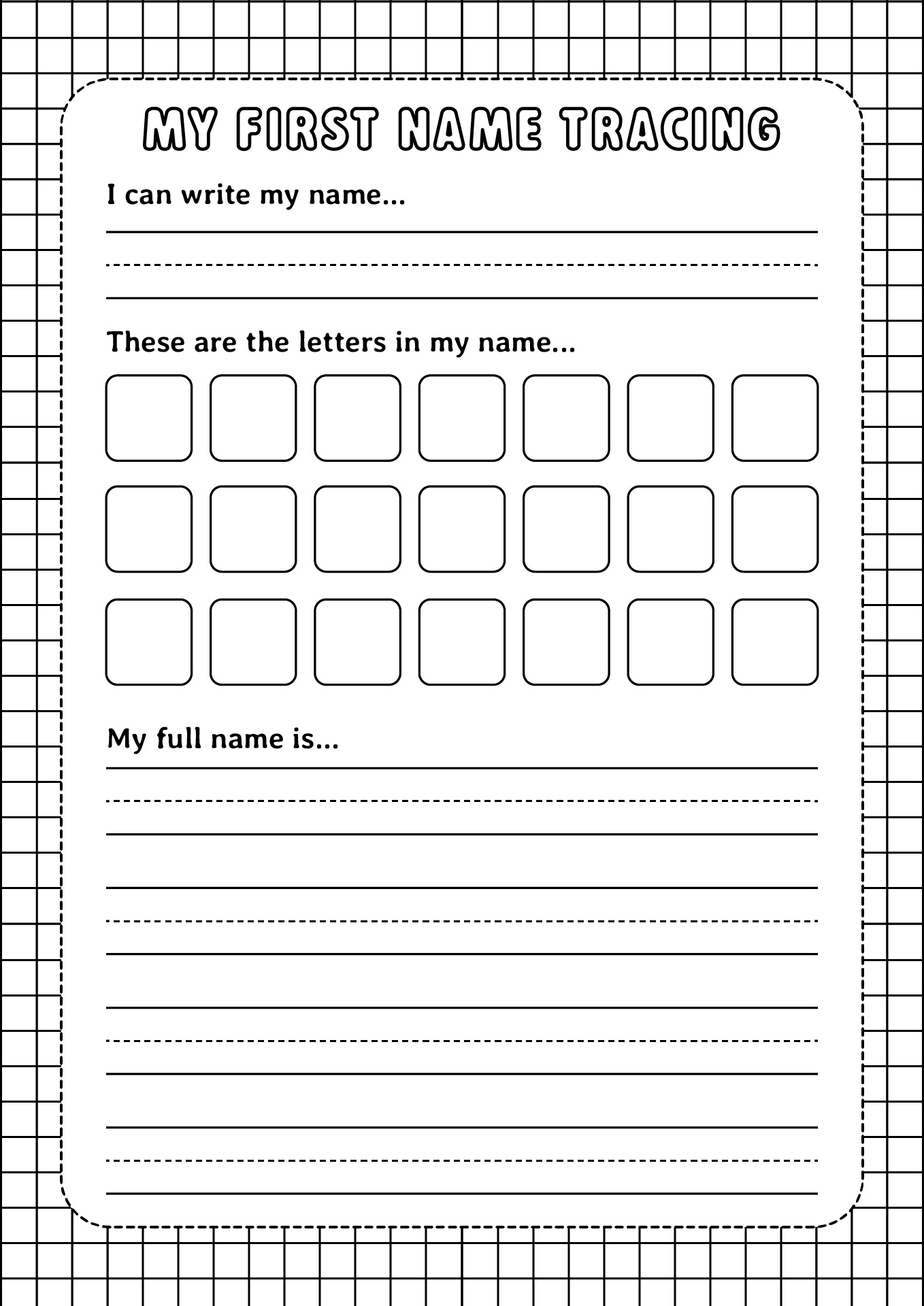 My First Name Tracing Worksheet