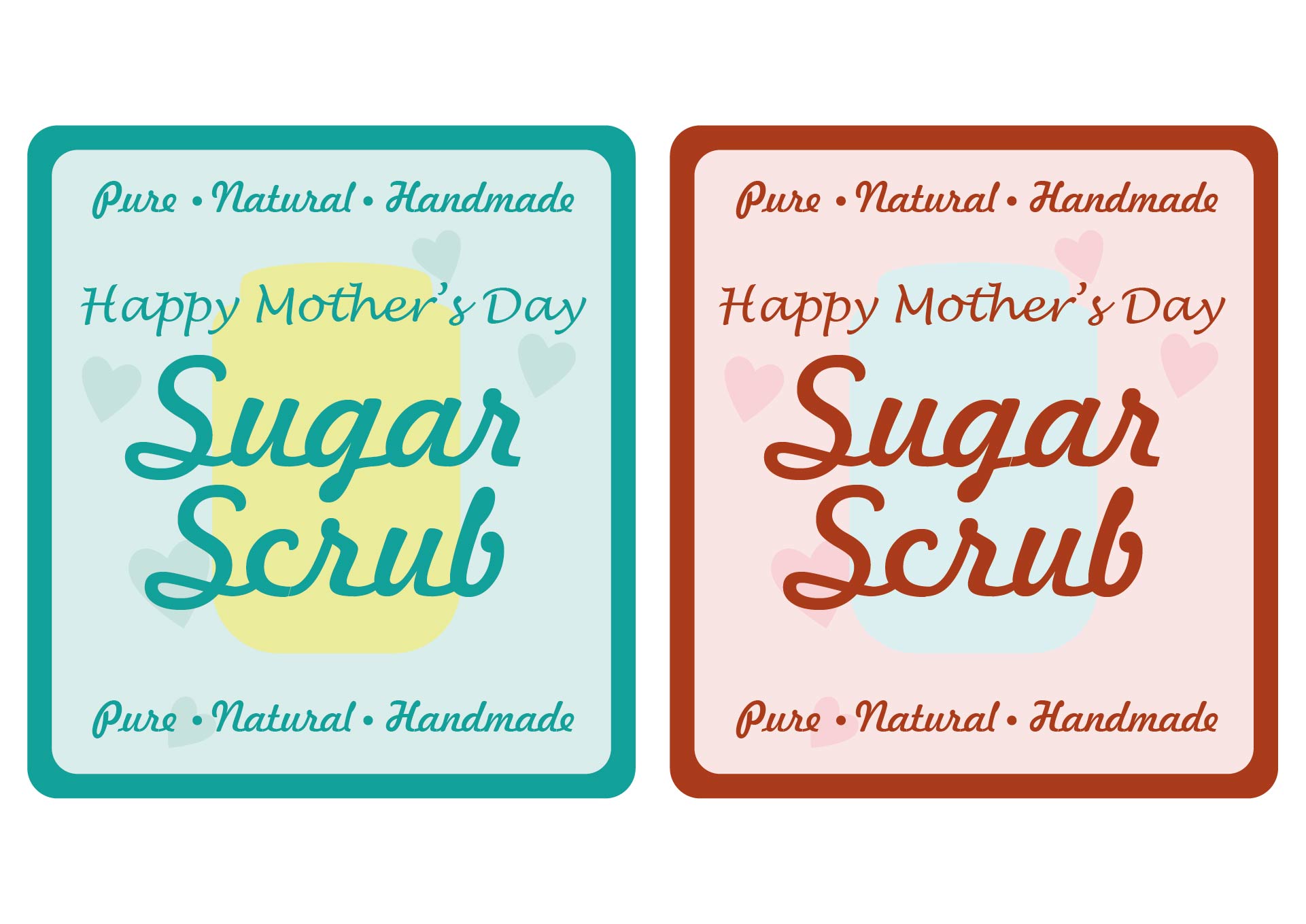 Natural Sugar Scrub Labels for Mothers Day