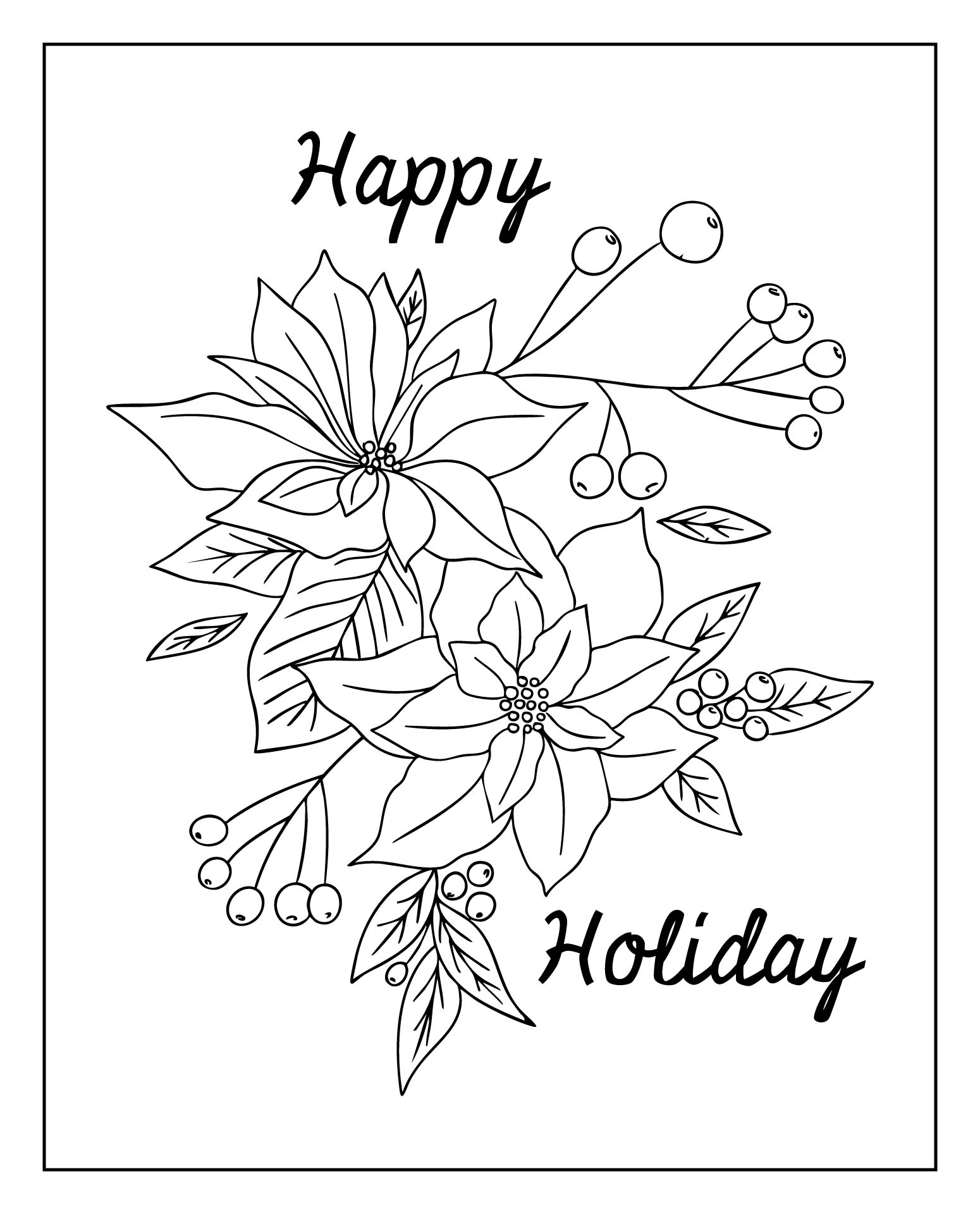 Poinsettia Flower Holiday Cards Printable