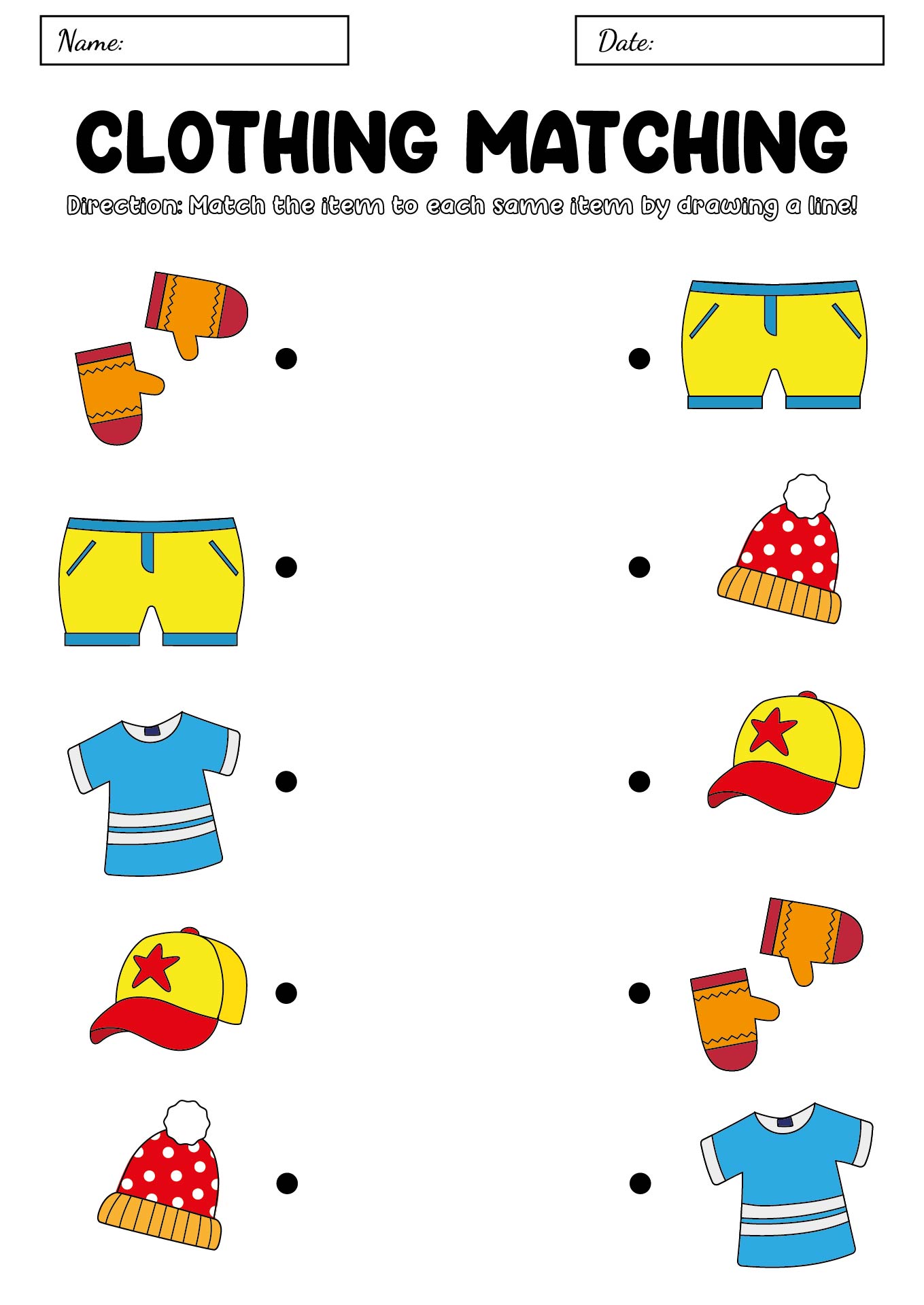 Preschool Clothing Matching Activities Printables Preschool Clothing Matching Activities Printables