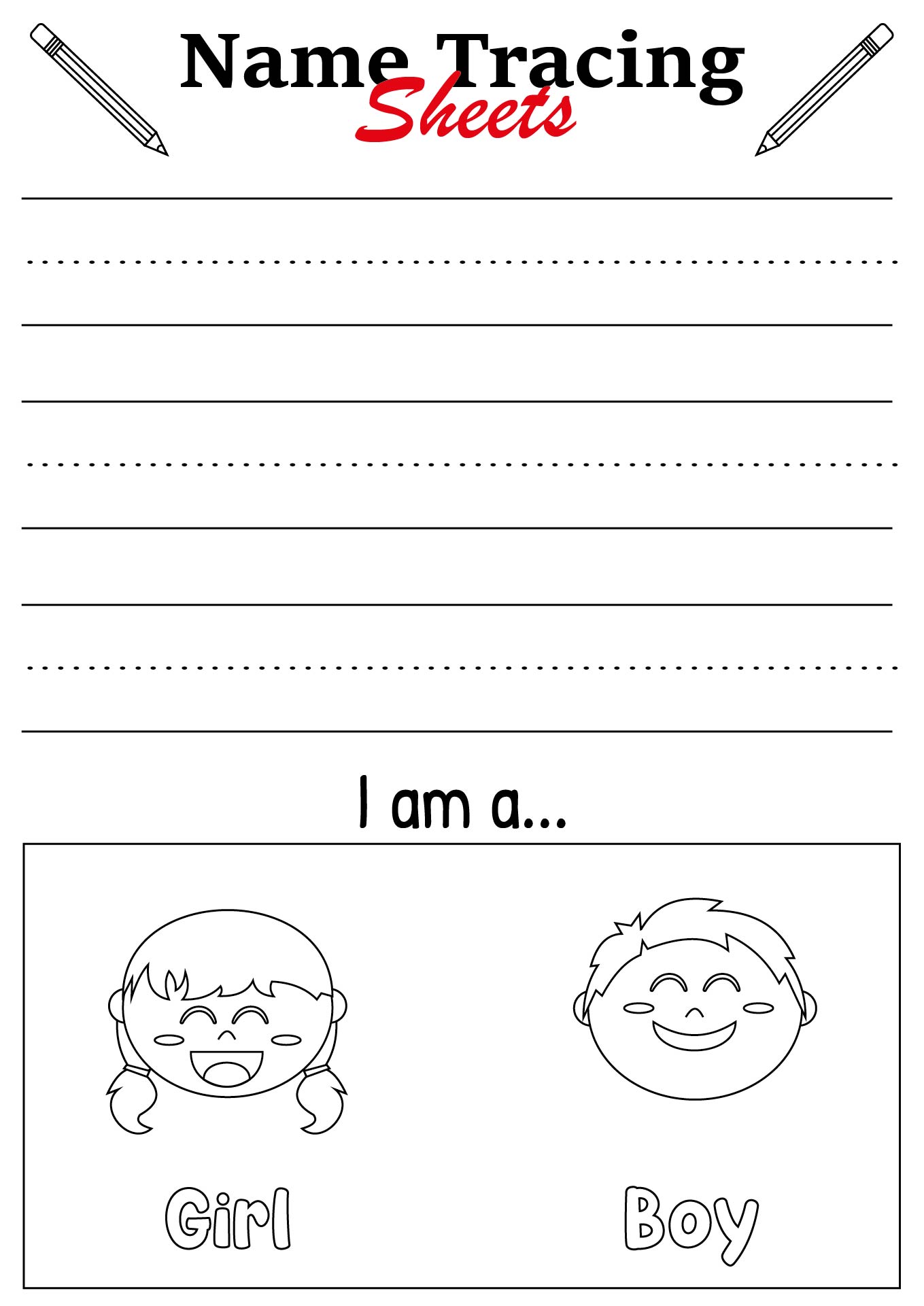 Preschool Name Tracing Sheets