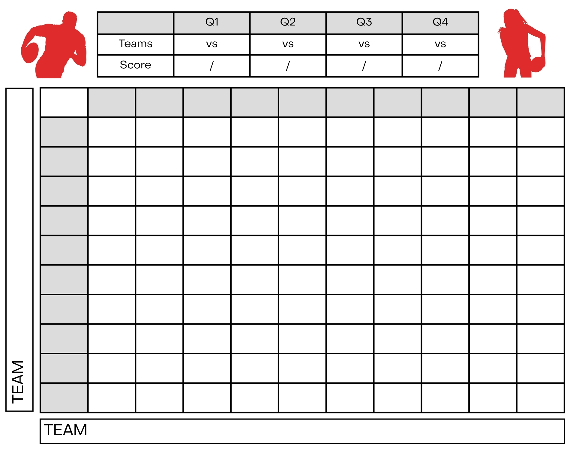 Printable 100 Square Football Pool Chart for NFL Games