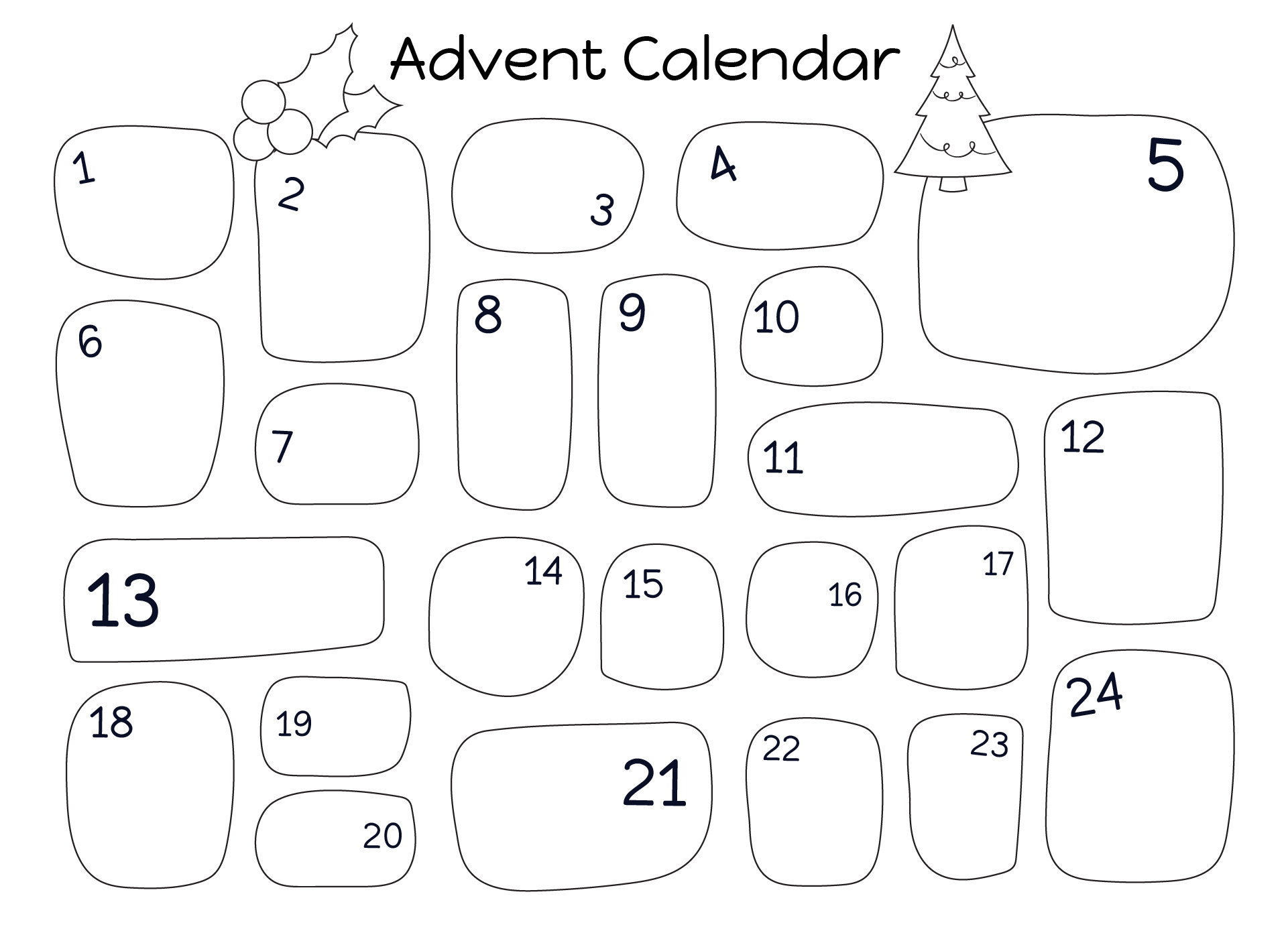 Printable Advent Calendar Worksheets