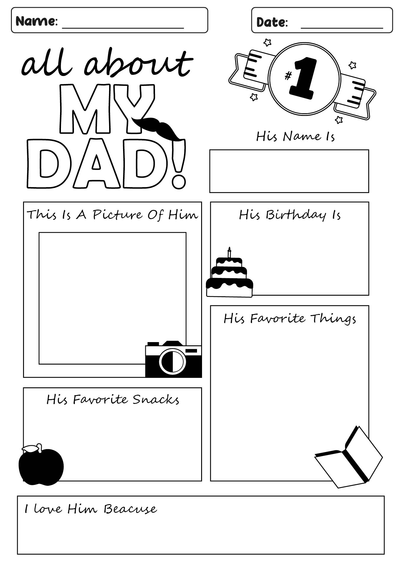 Printable All About My Dad for Kids