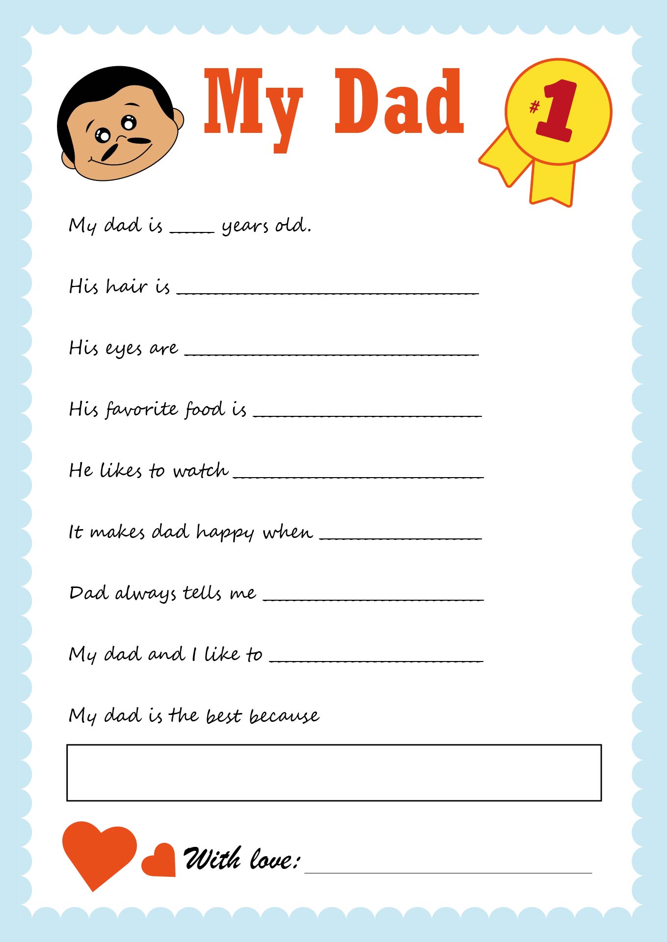 Printable All About My Dad Questionnaire