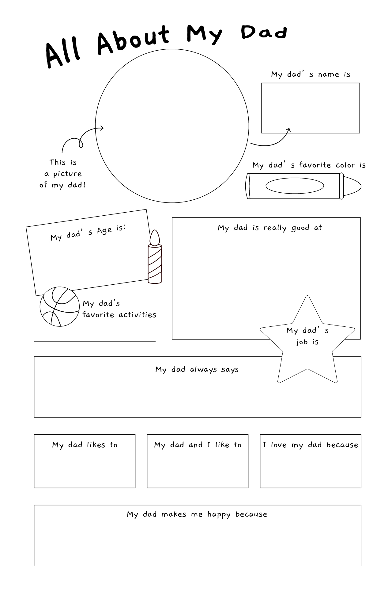 Printable All About My Dad Worksheet