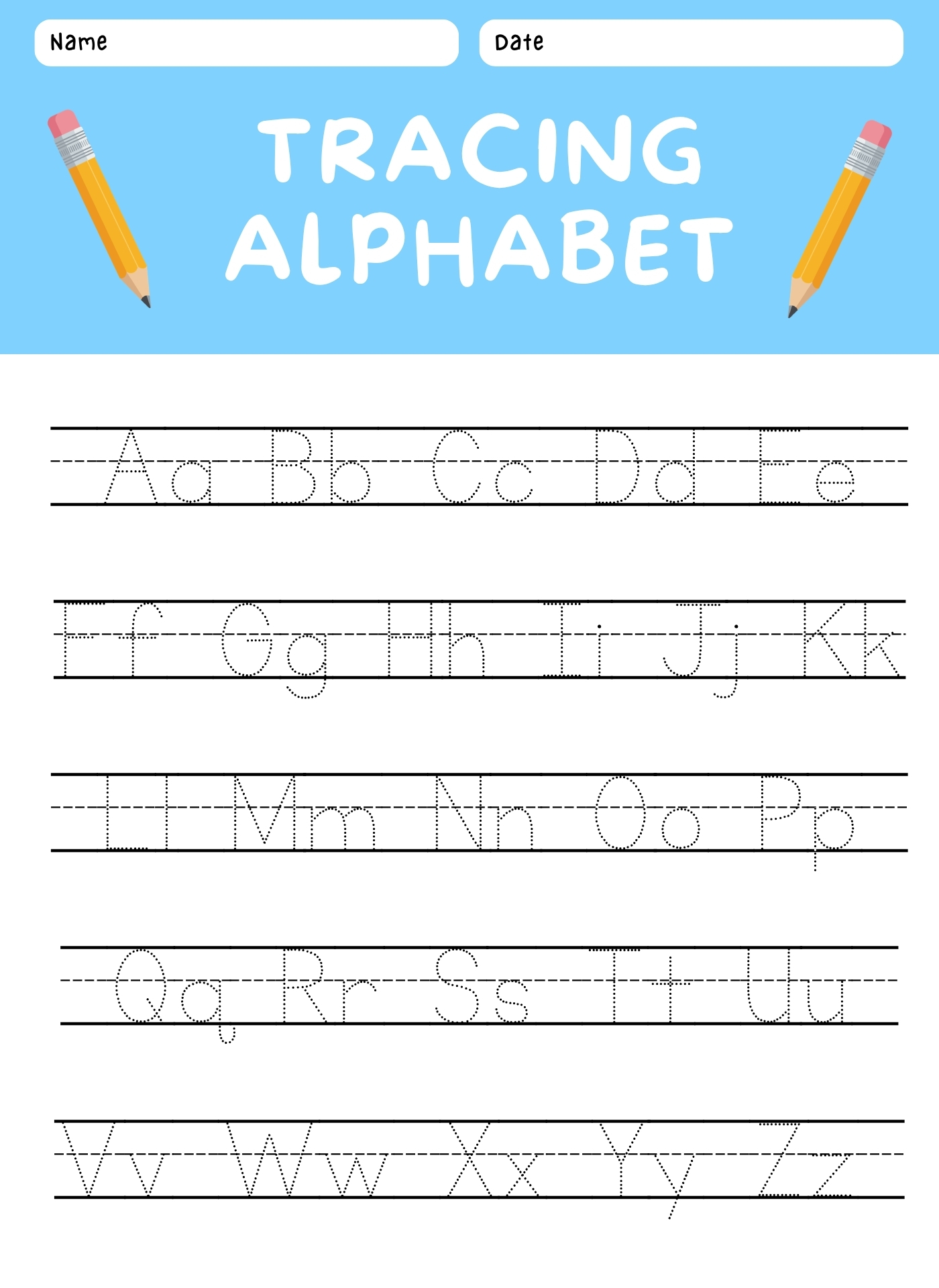 Printable Alphabet Tracing Worksheets