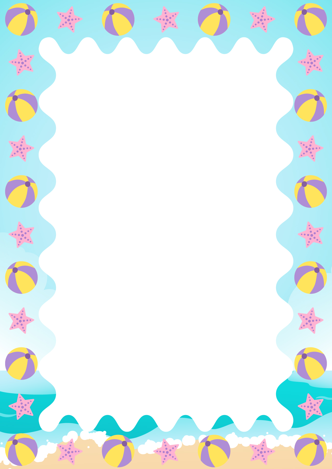 Printable Beach Theme Border Clip Art