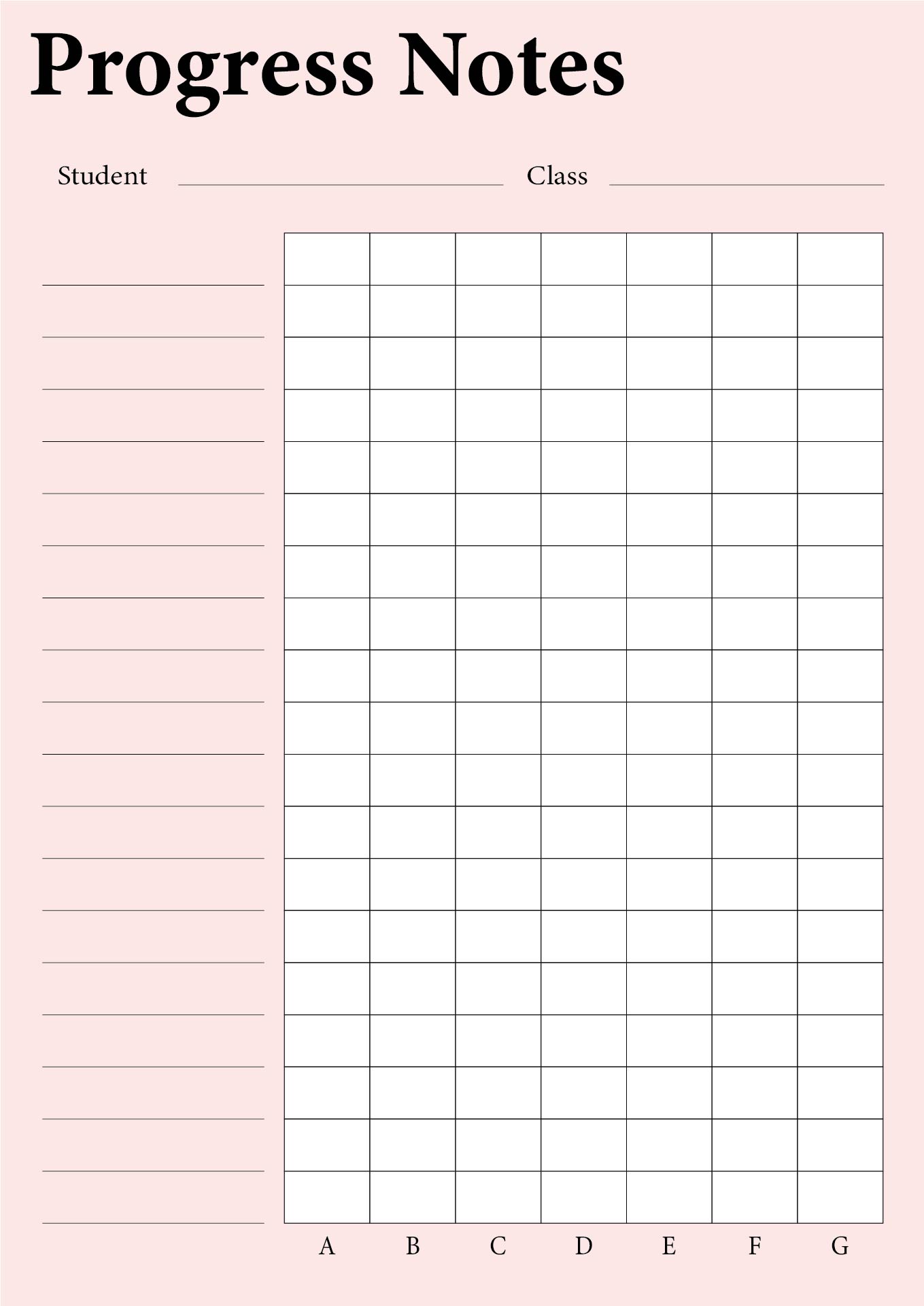 Printable Blank Progress Monitoring Chart