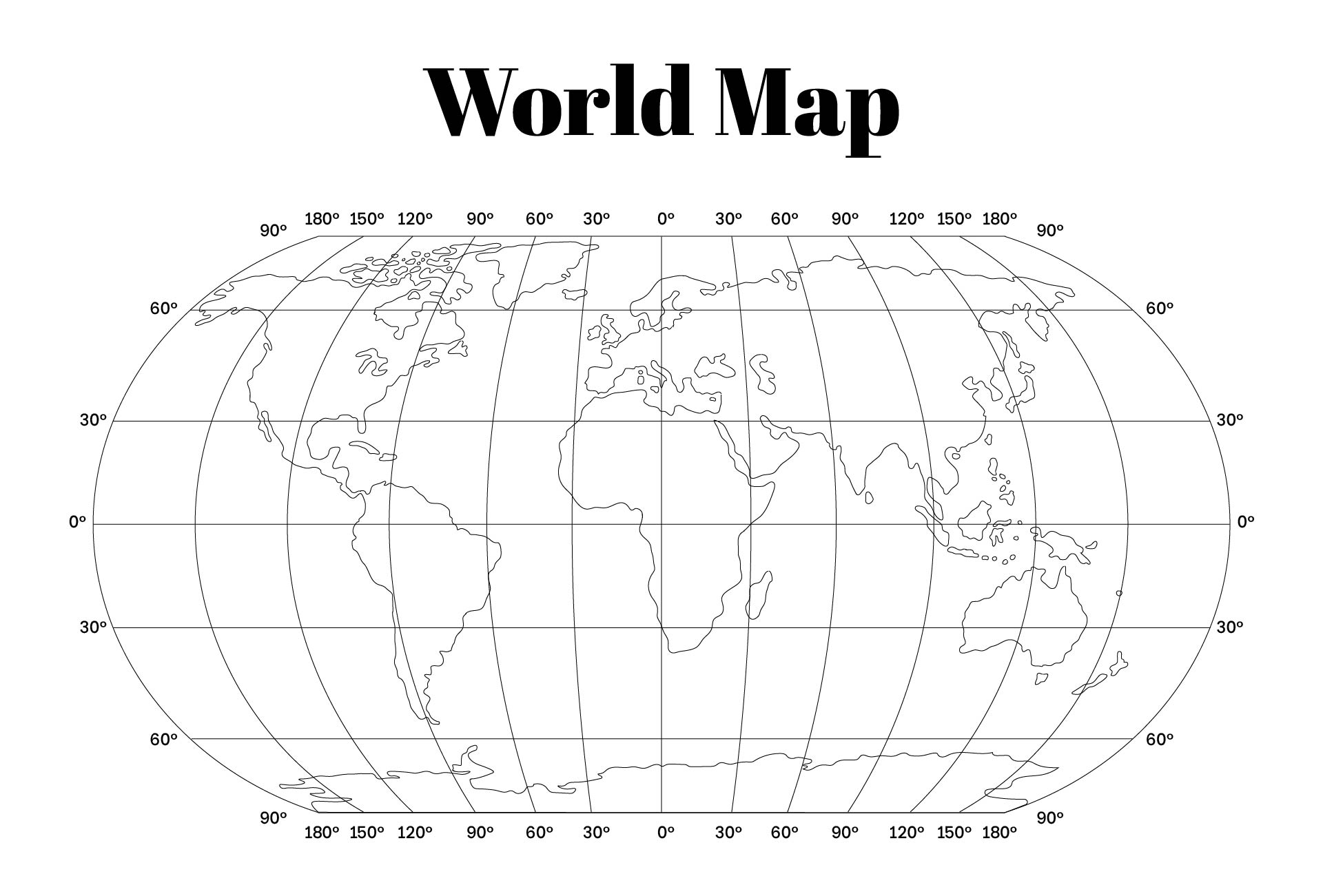 Printable Blank World Map with Latitude and Longitude Grid