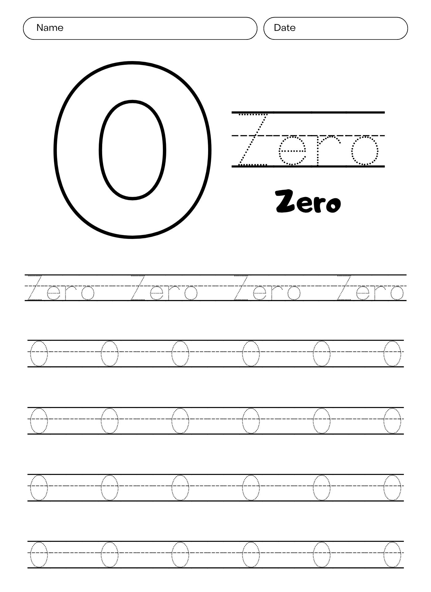 Printable Block Number 0 Worksheet