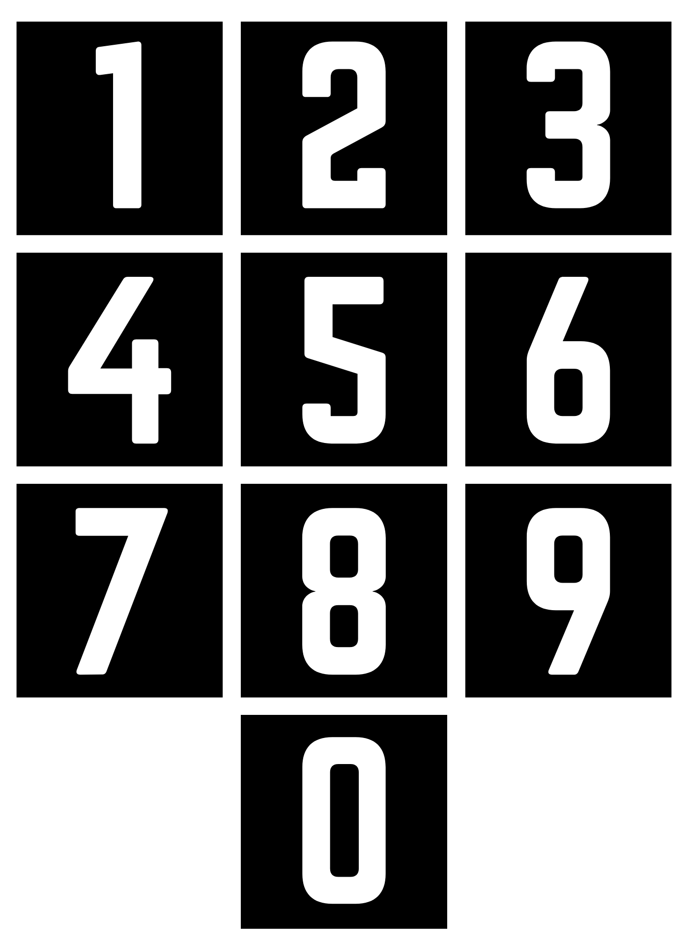 Printable Block Number Stencils 0-10