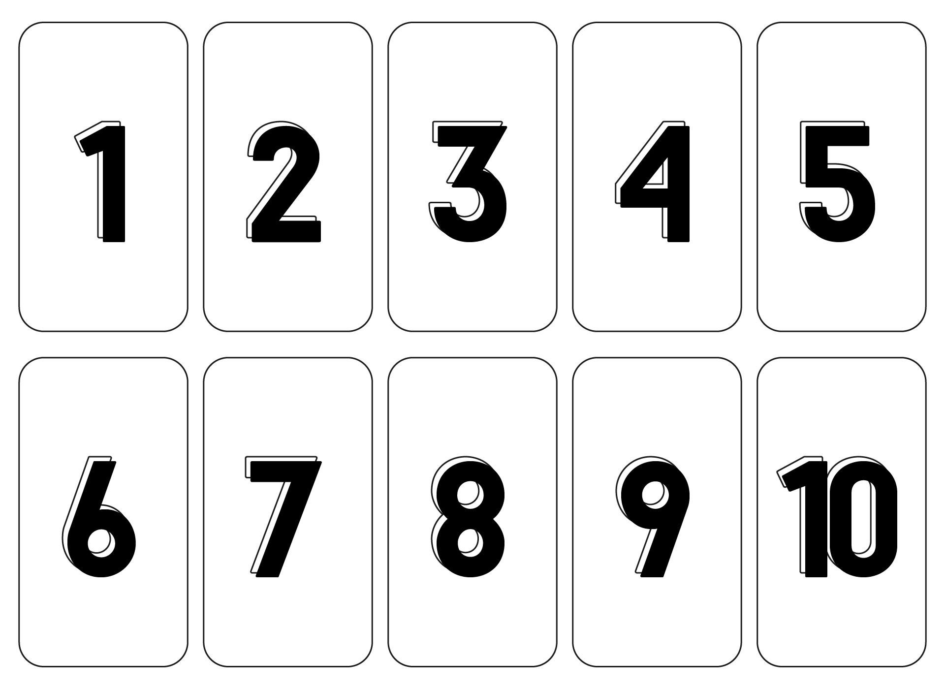 Printable Block Numbers 1-10 Chart Printable Block Numbers 1-10 Chart