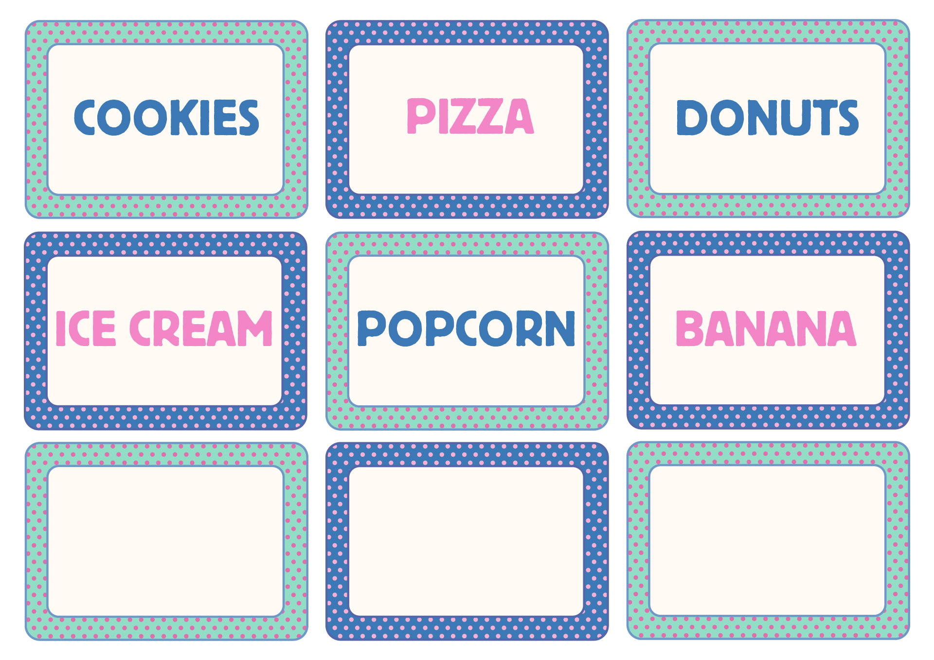Printable Board Game Snack Labels