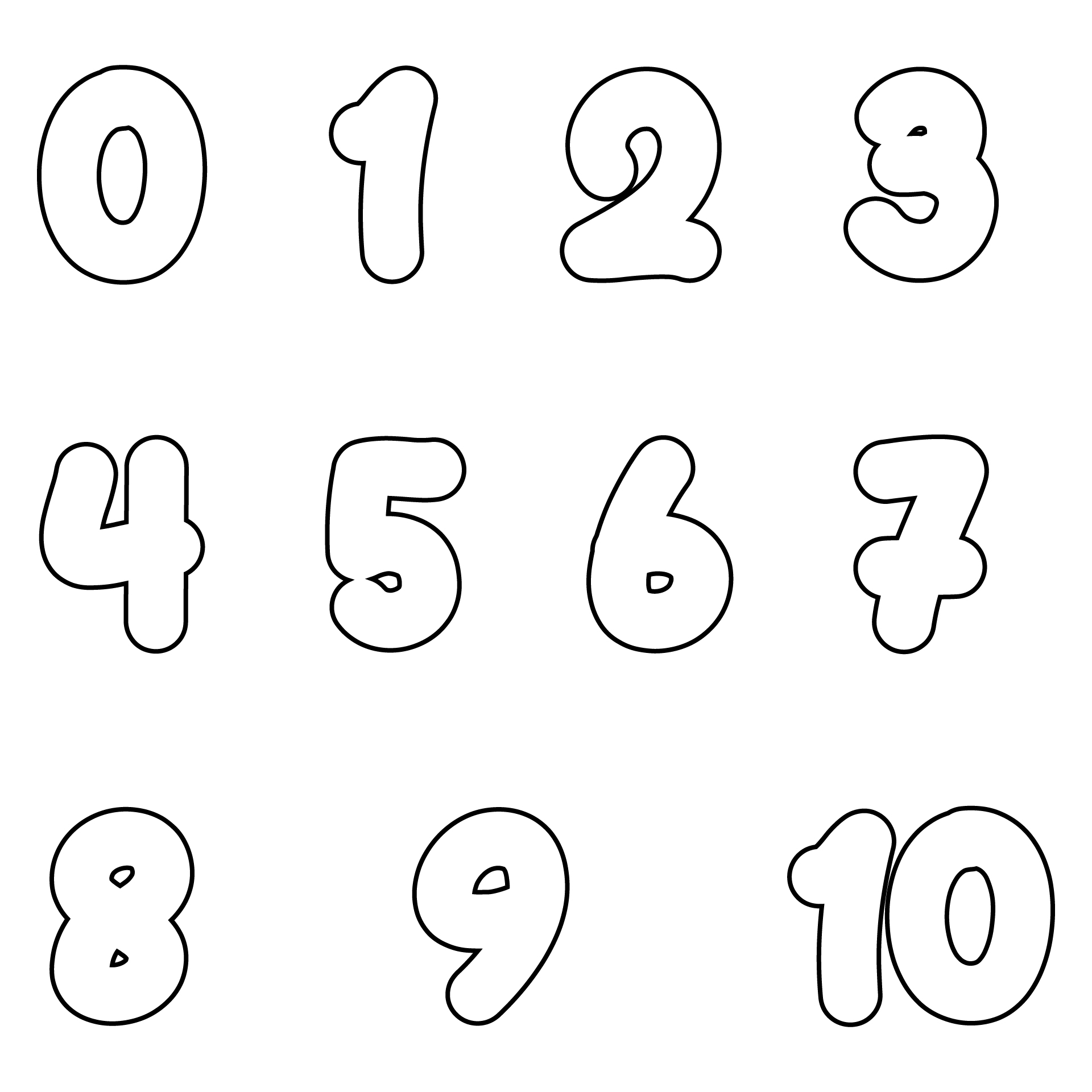 Printable Bubble Numbers 0 to 10 Color Printable Bubble Numbers 0 to 10 Color