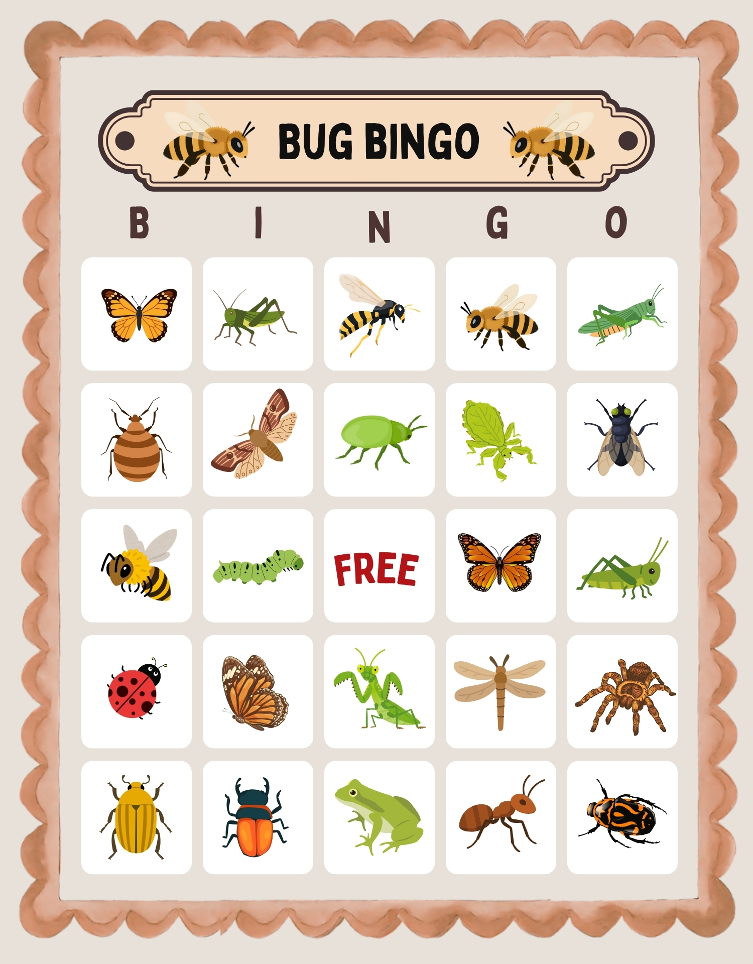 Printable Bug Bingo Cards for Kids