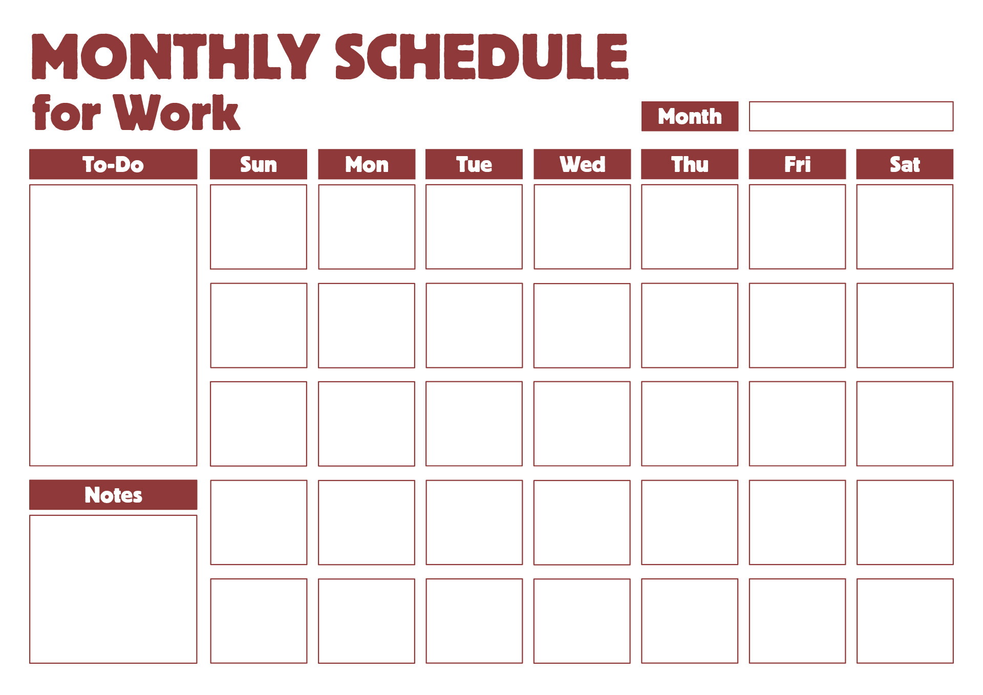 Printable Calendar Schedule for Work