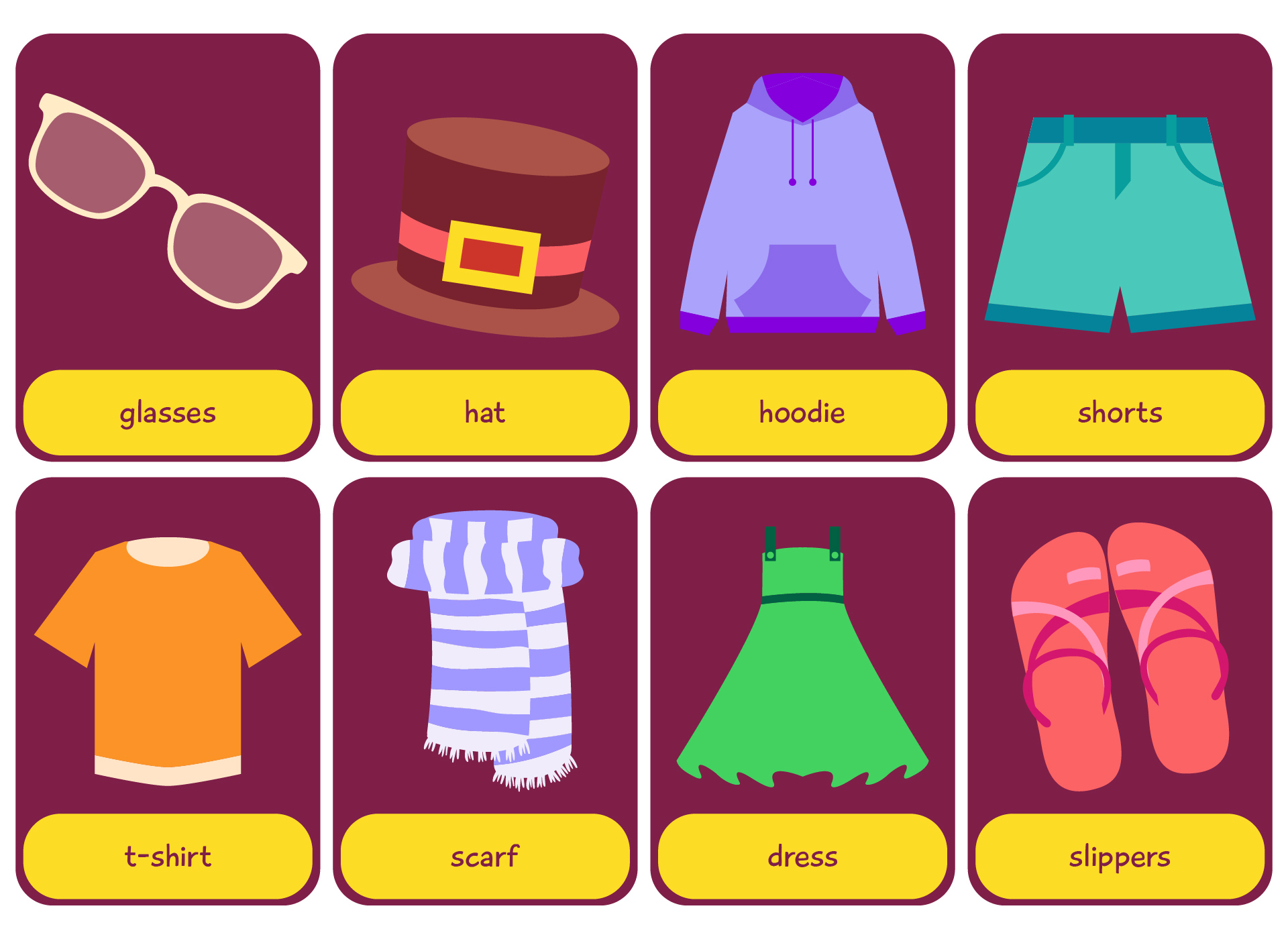 Printable Clothes Identification Flashcards for Toddlers