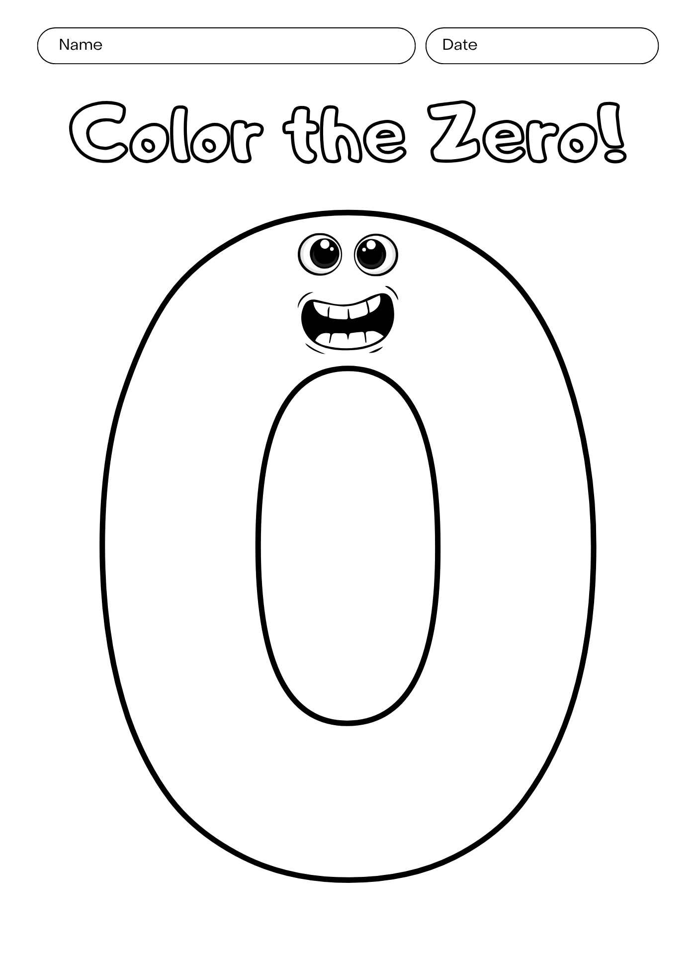 Printable Coloring Page Block Number 0