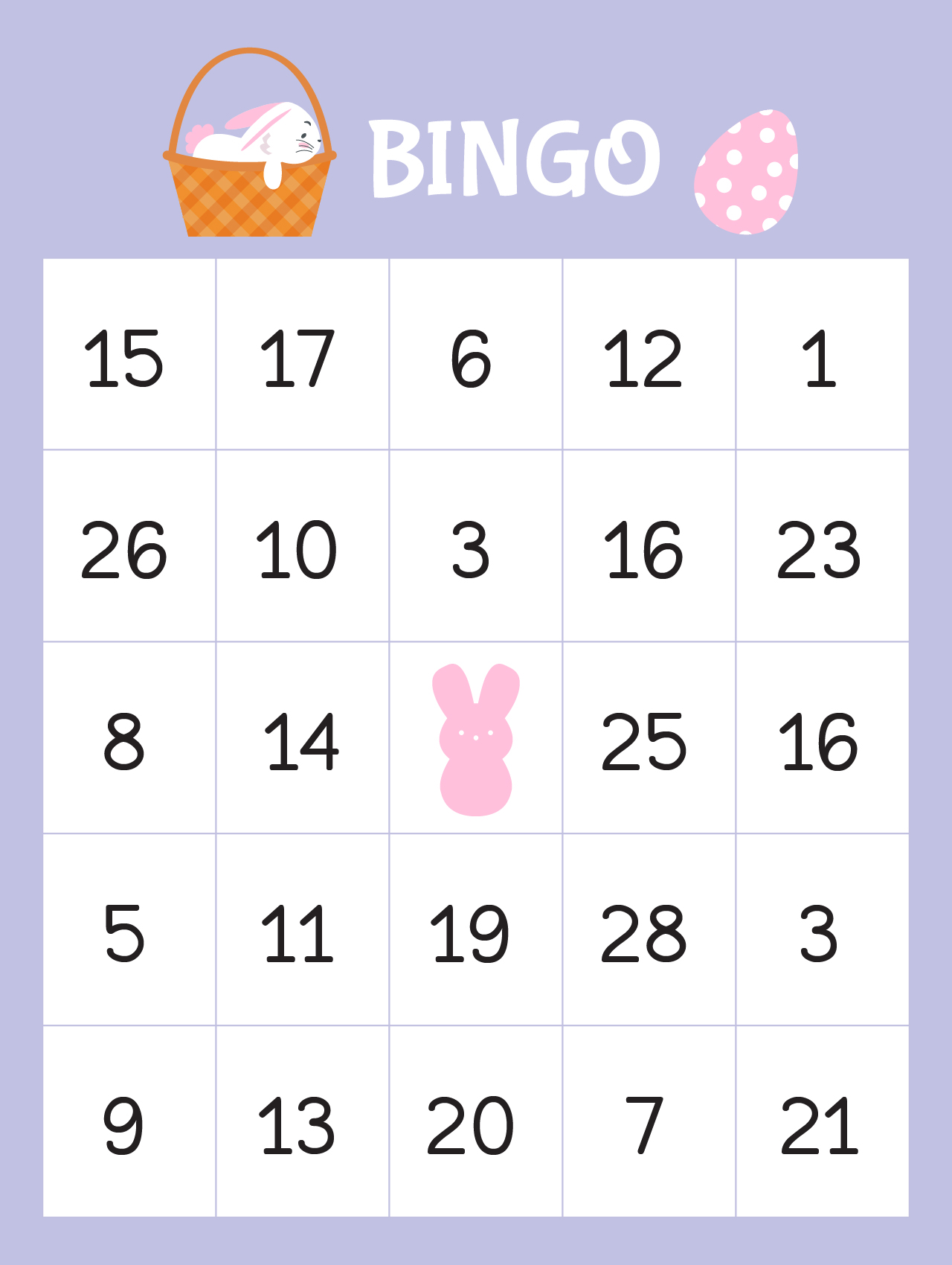 Printable Easter Bunny Bingo Cards