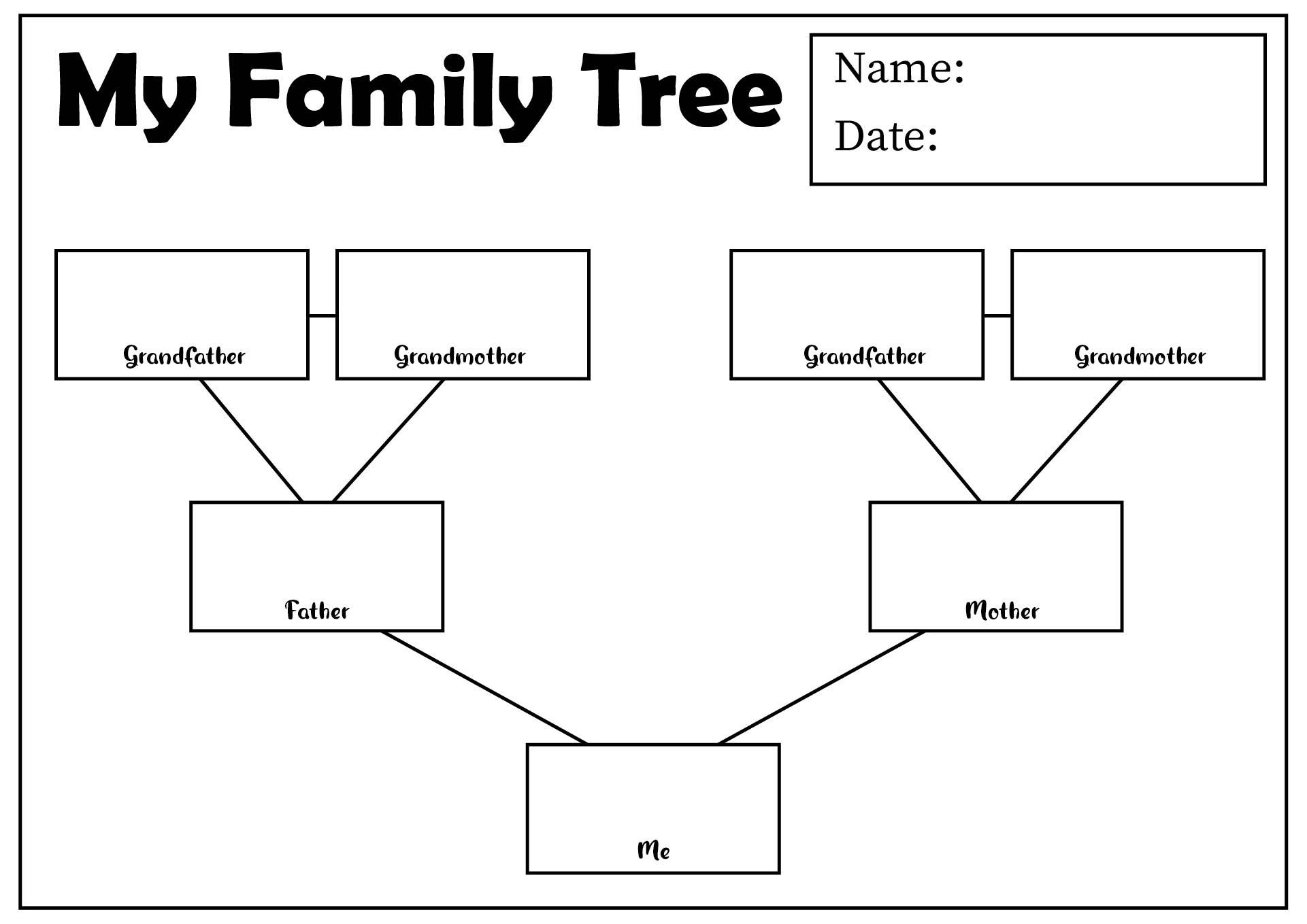 Printable Family Tree Grid Worksheet Activity