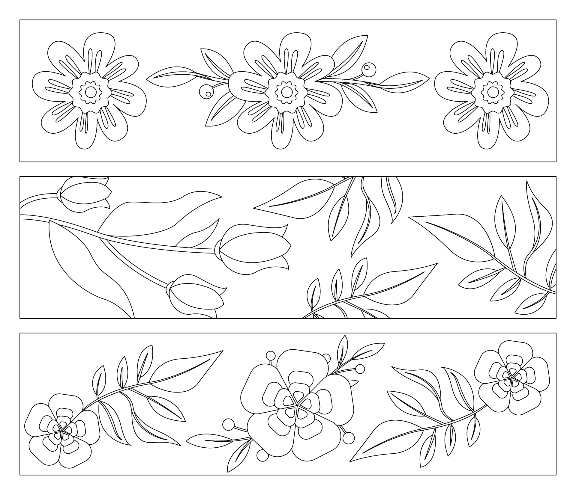 Printable Floral Bookmarks for Coloring