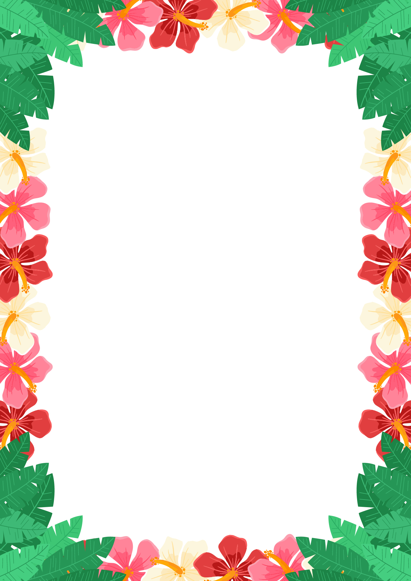 Printable Floral Summer Border Clip Art
