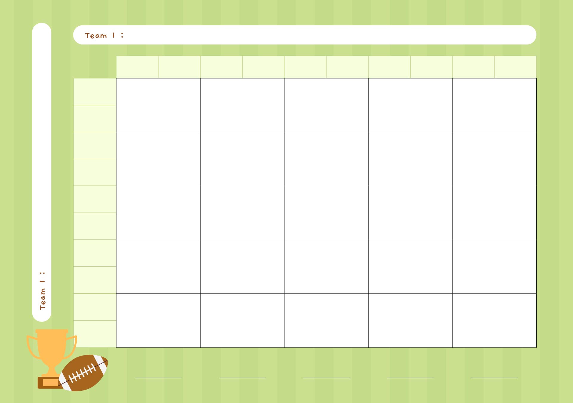 Printable Football Pool 25 Square Grid Board