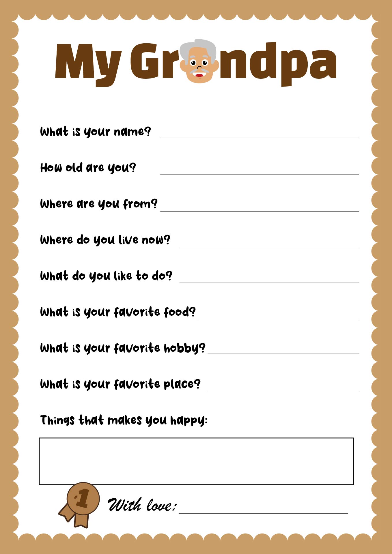 Printable Grandpa Interview for Kids