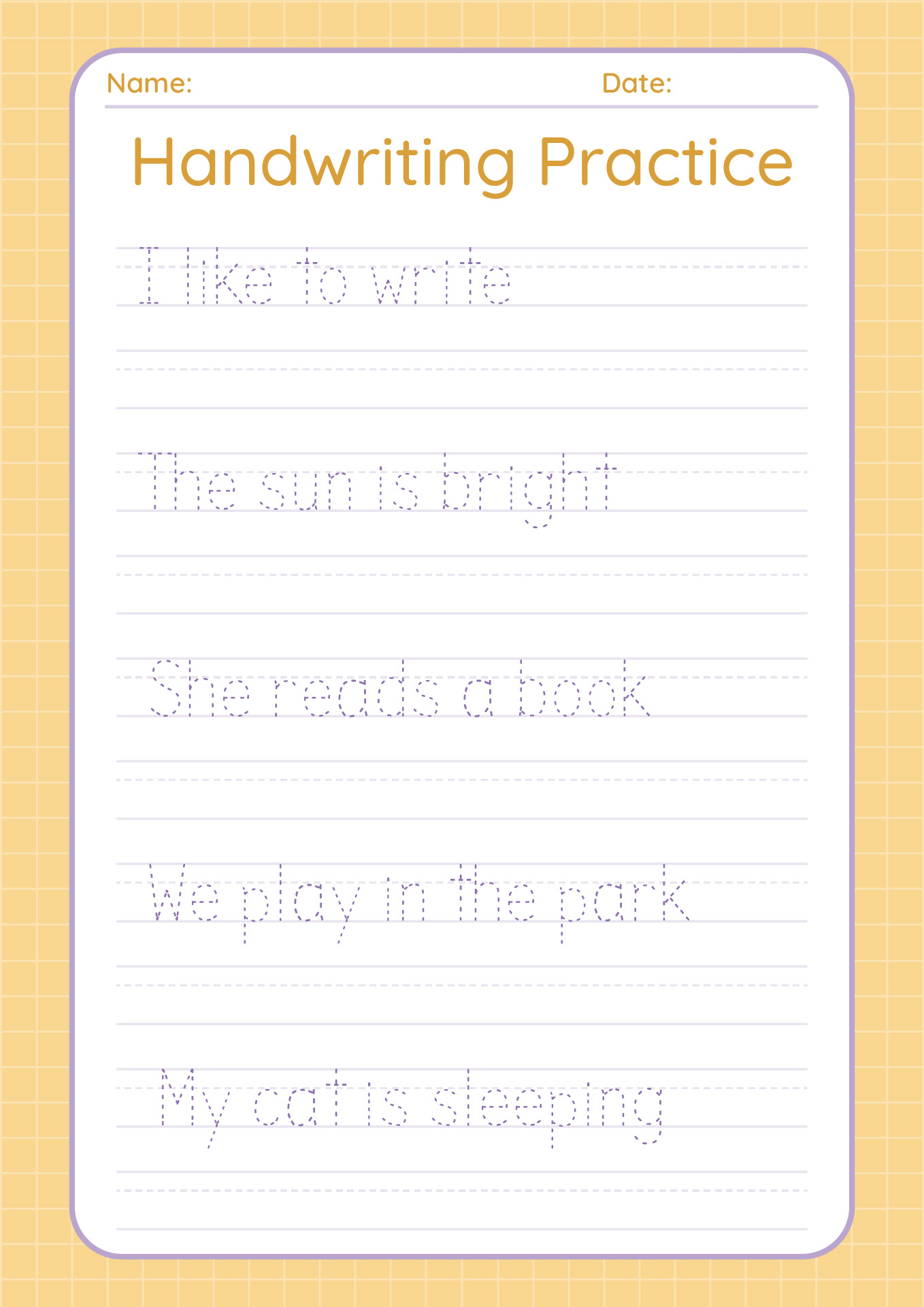 Printable Handwriting Practice Sheets