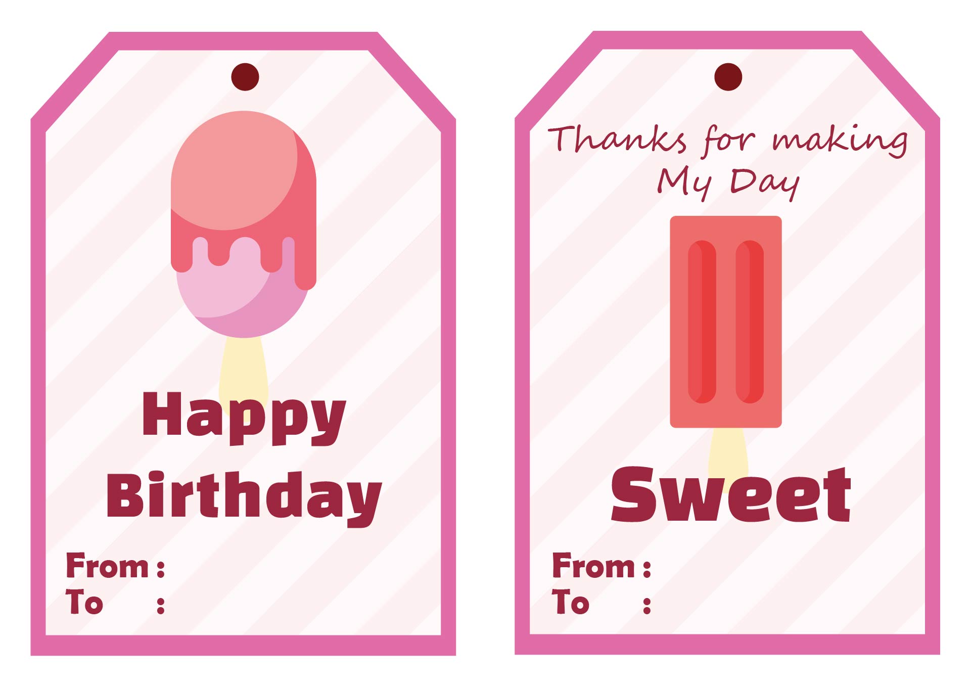 Printable Ice Cream Gift Tags for Birthday Parties