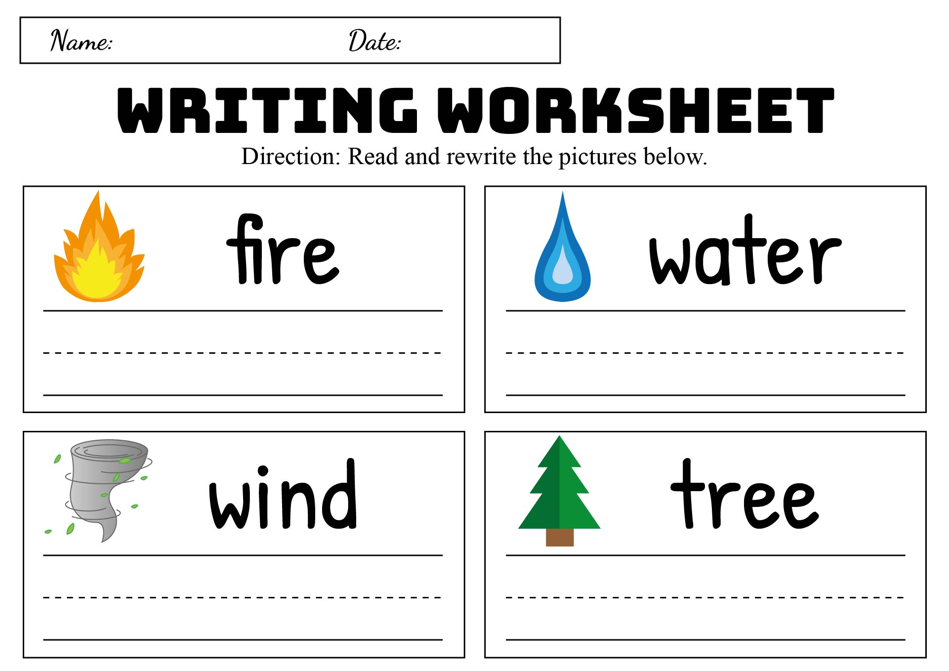 Printable Kindergarten Writing Worksheets