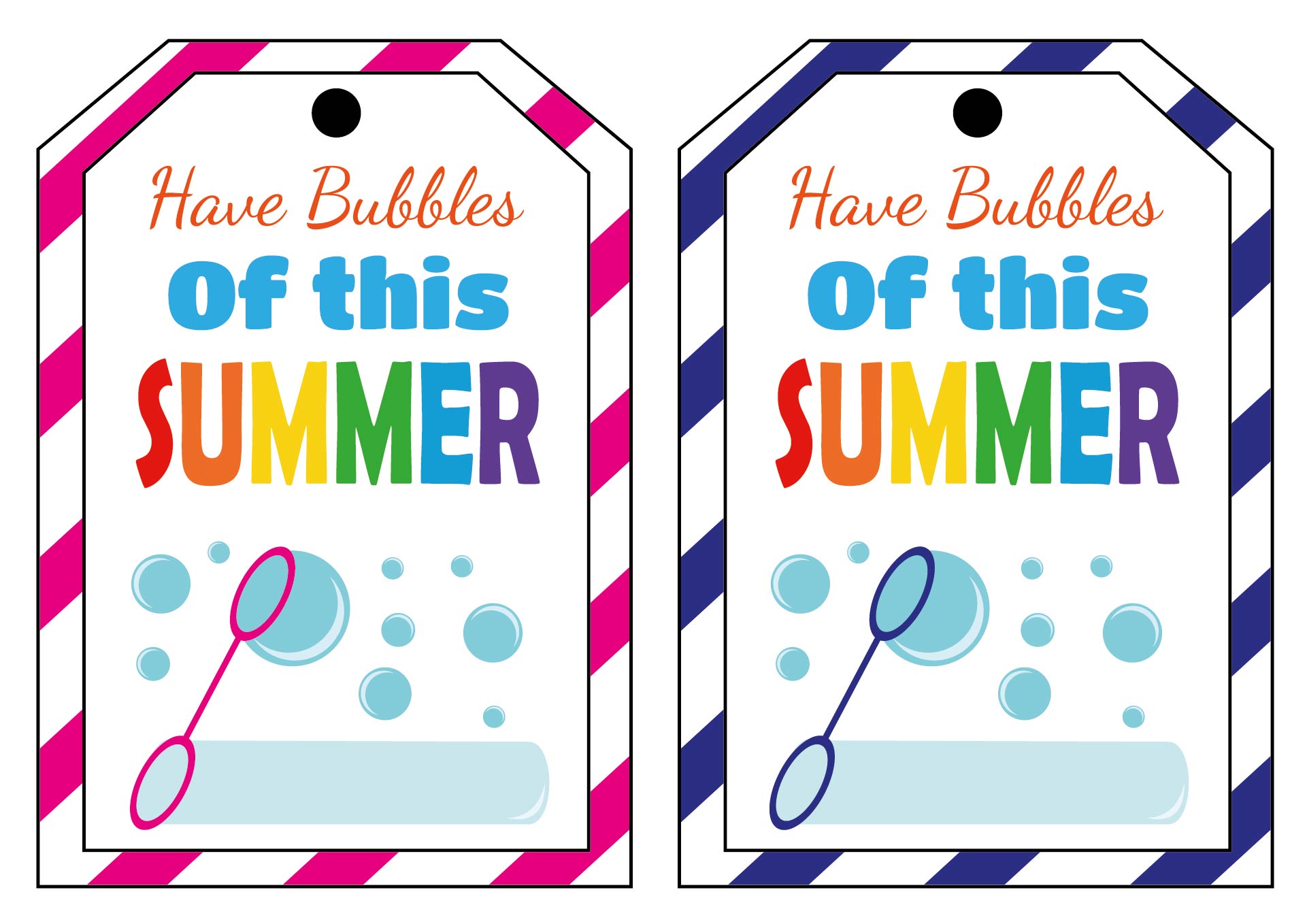 Printable Labels for Summer Bubble Activity