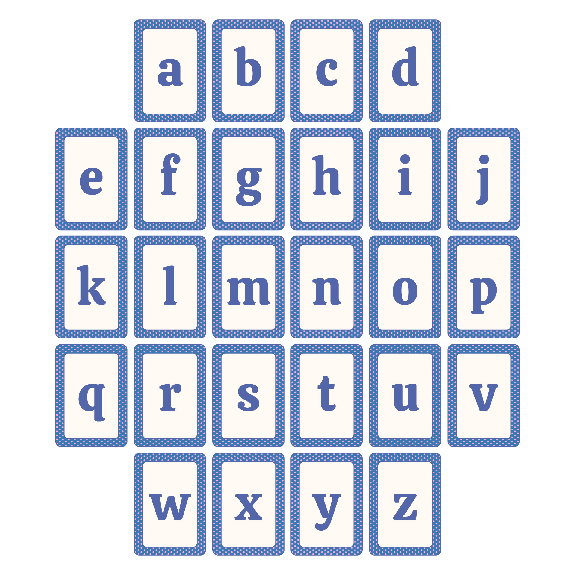 Printable Lower Case Alphabet Flash Cards for Toddlers