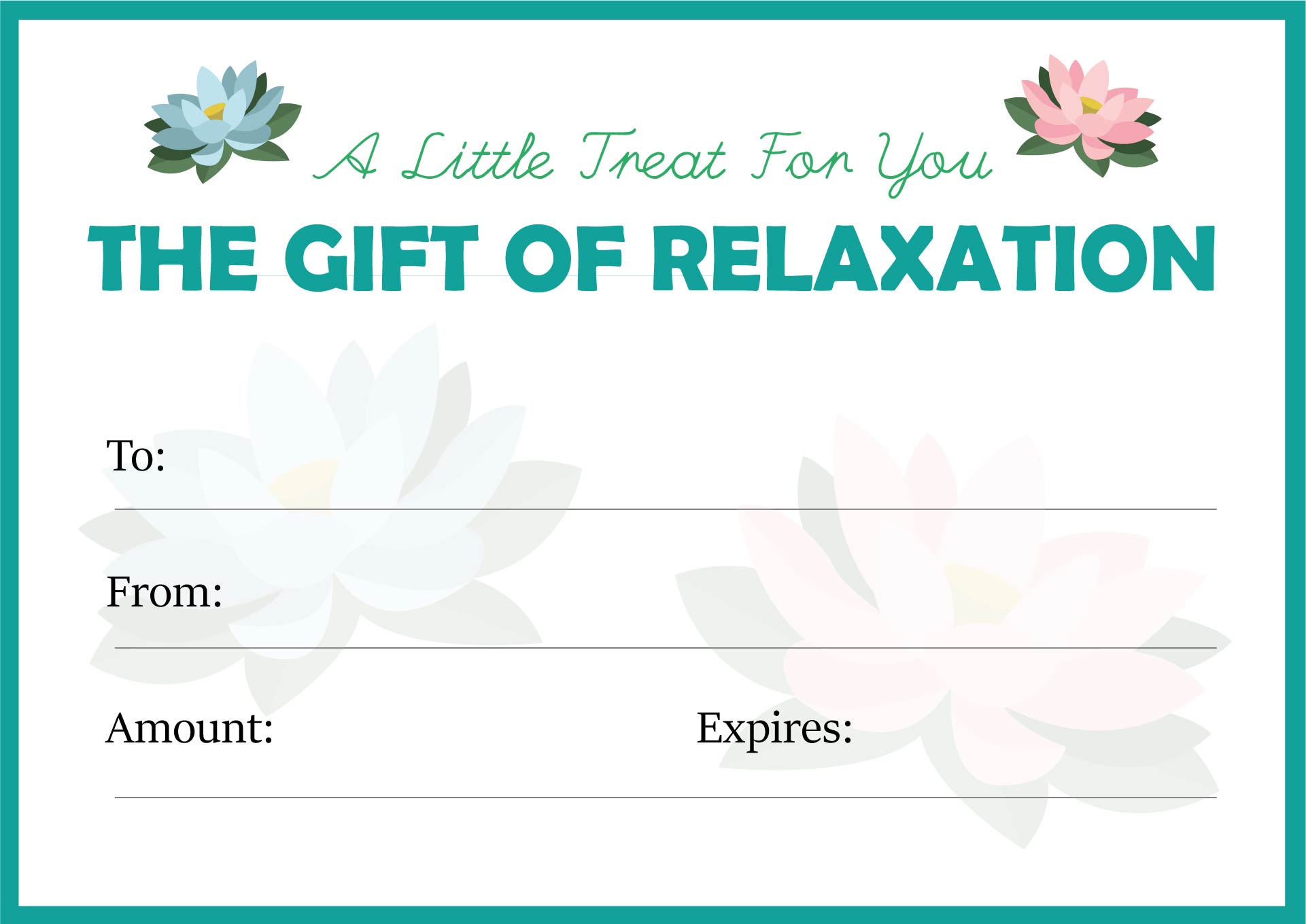 Printable Massage Gift Certificate for Couples