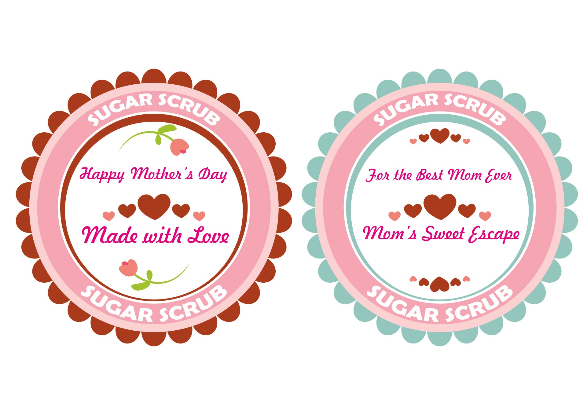 Printable Mothers Day Sugar Scrub Gift Labels