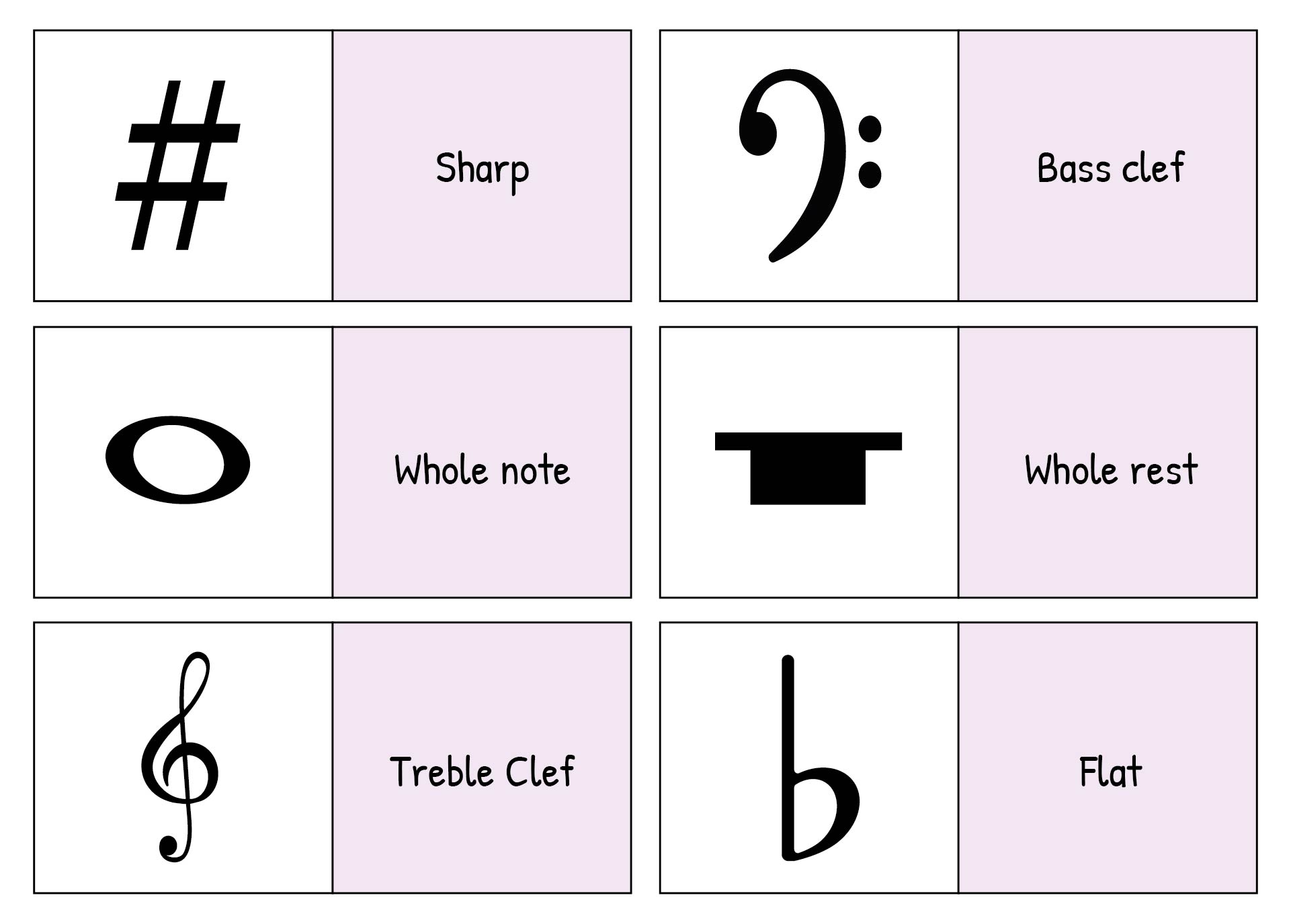Printable Music Note Symbols for Beginners