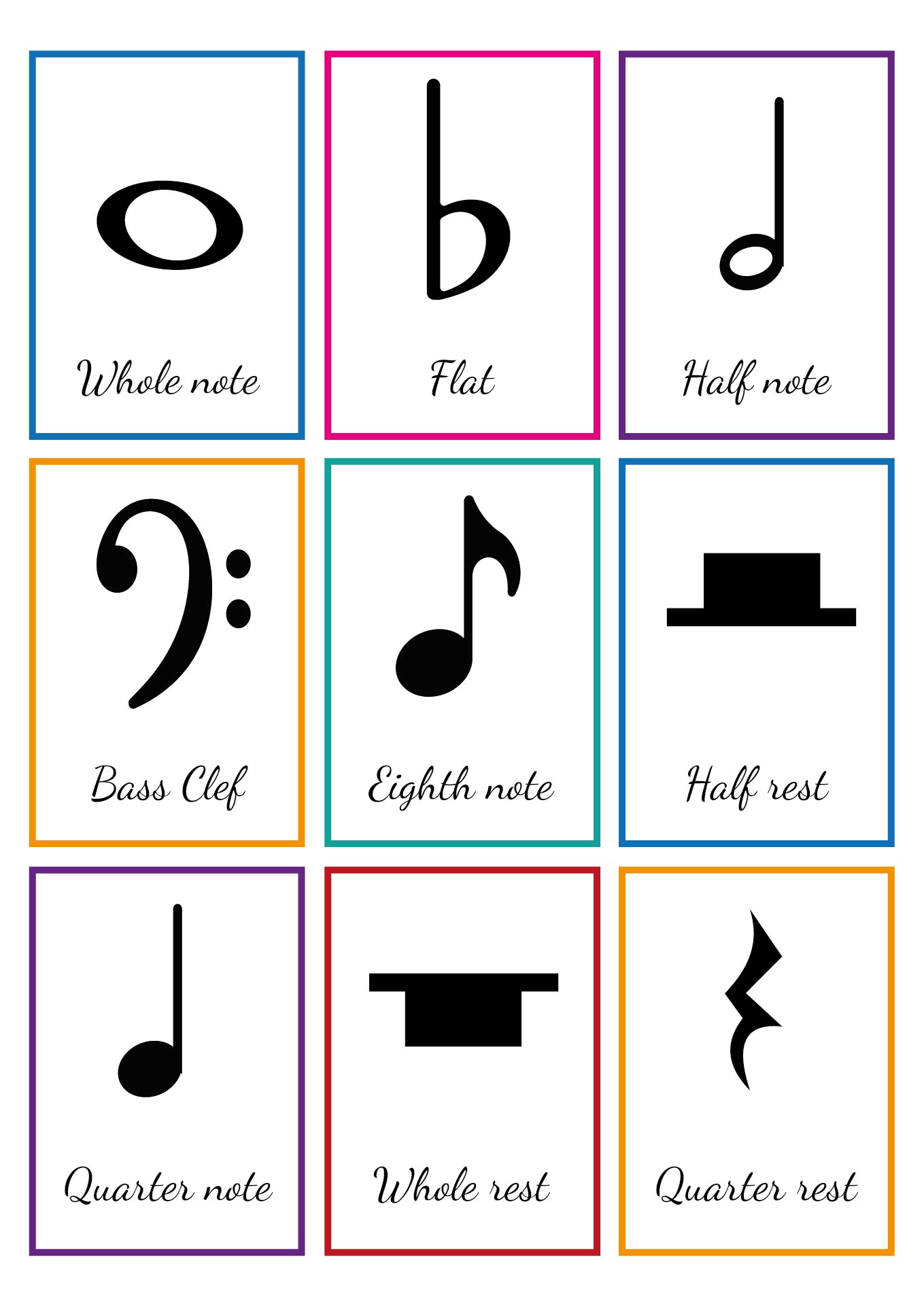 Printable Music Note Symbols for Kids