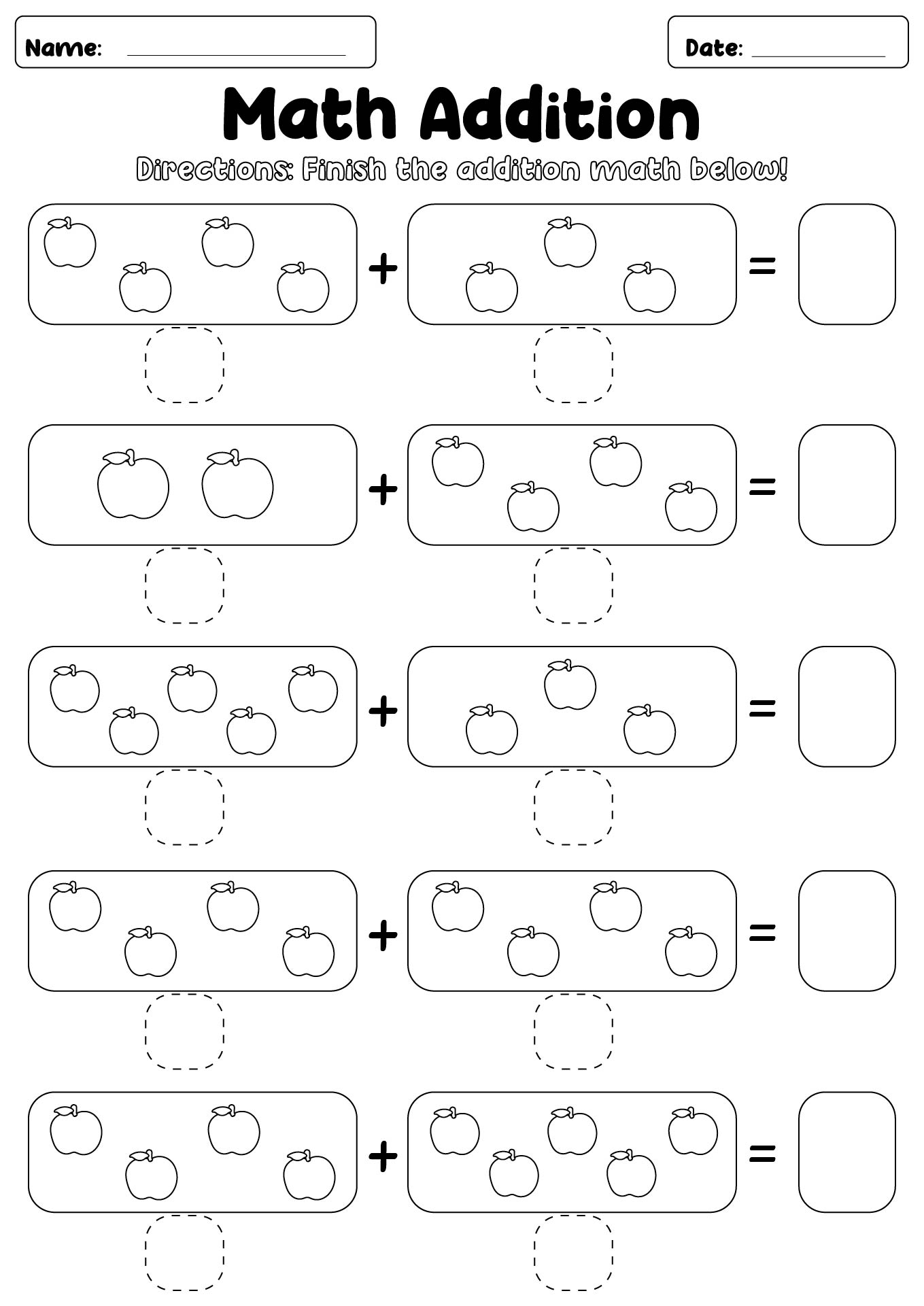 Printable Number Addition Worksheets