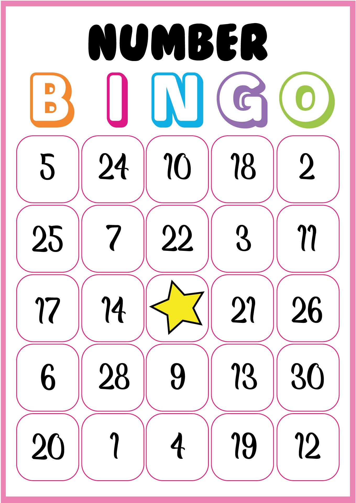 Printable Number Bingo Cards for Kids Printable Number Bingo Cards for Kids