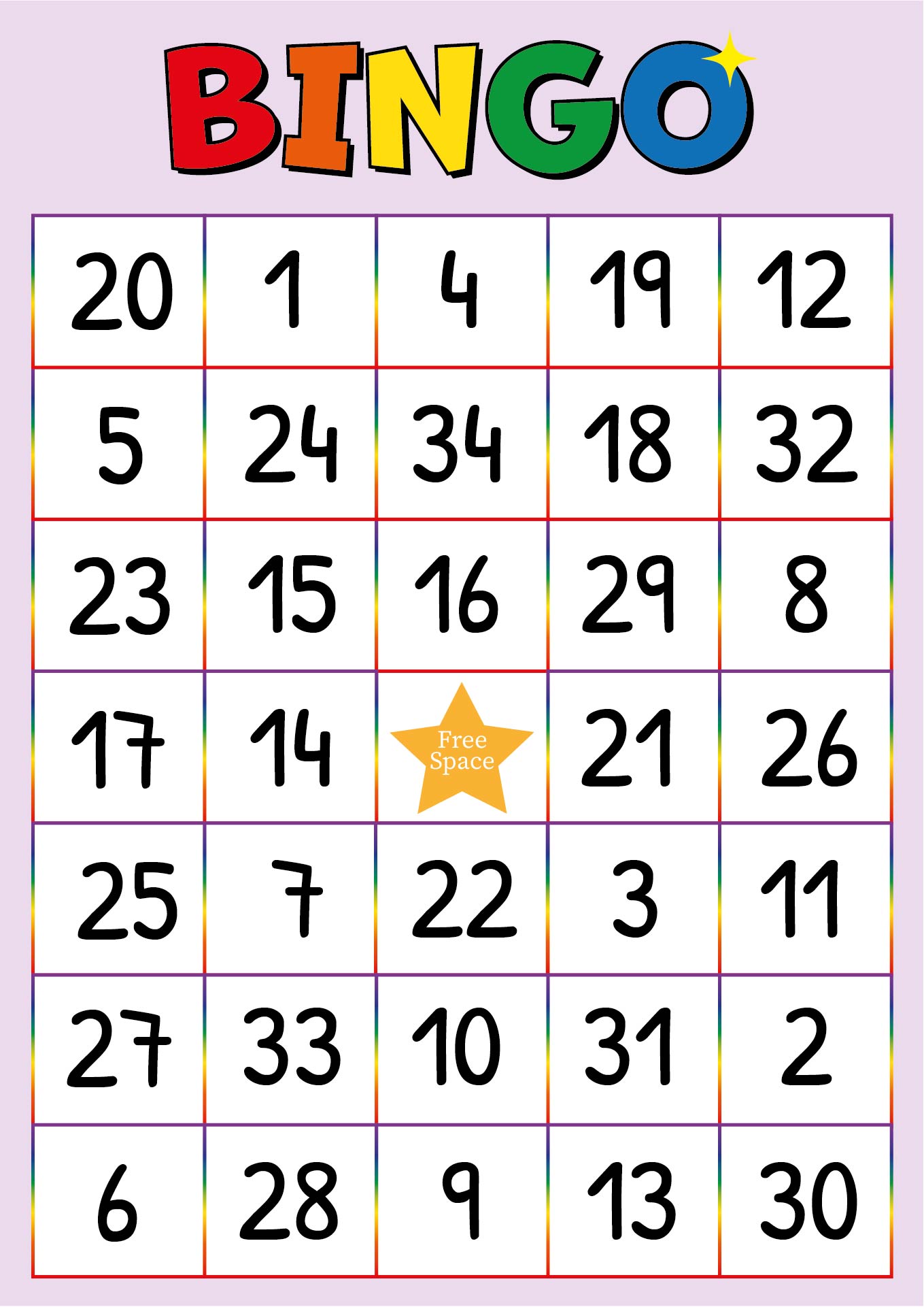 Printable Number Bingo Game for Preschoolers Printable Number Bingo Game for Preschoolers