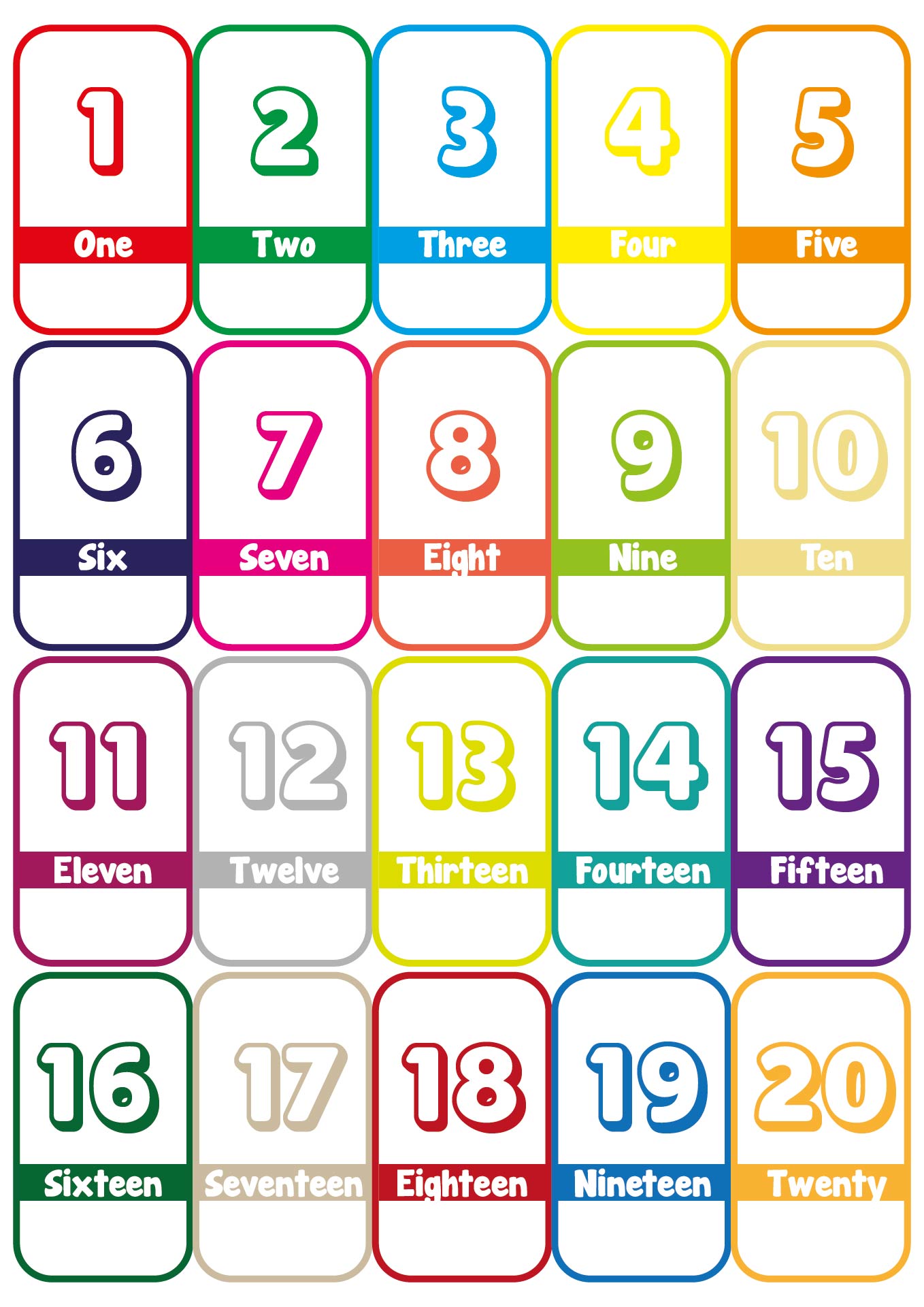Printable Number Flash Cards 1-20 Printable Number Flash Cards 1-20