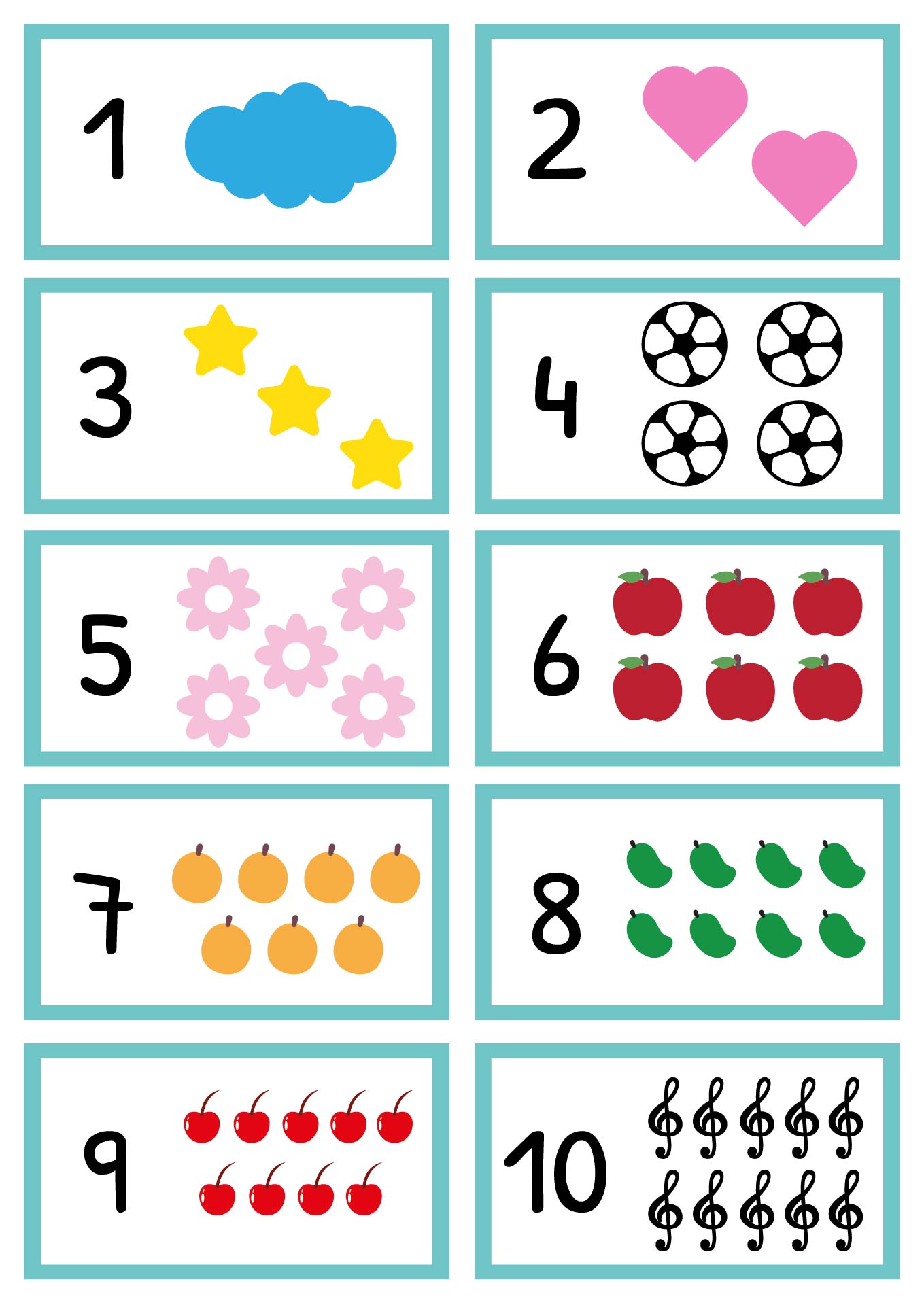 Printable Numbers 1-10 Chart for Preschoolers