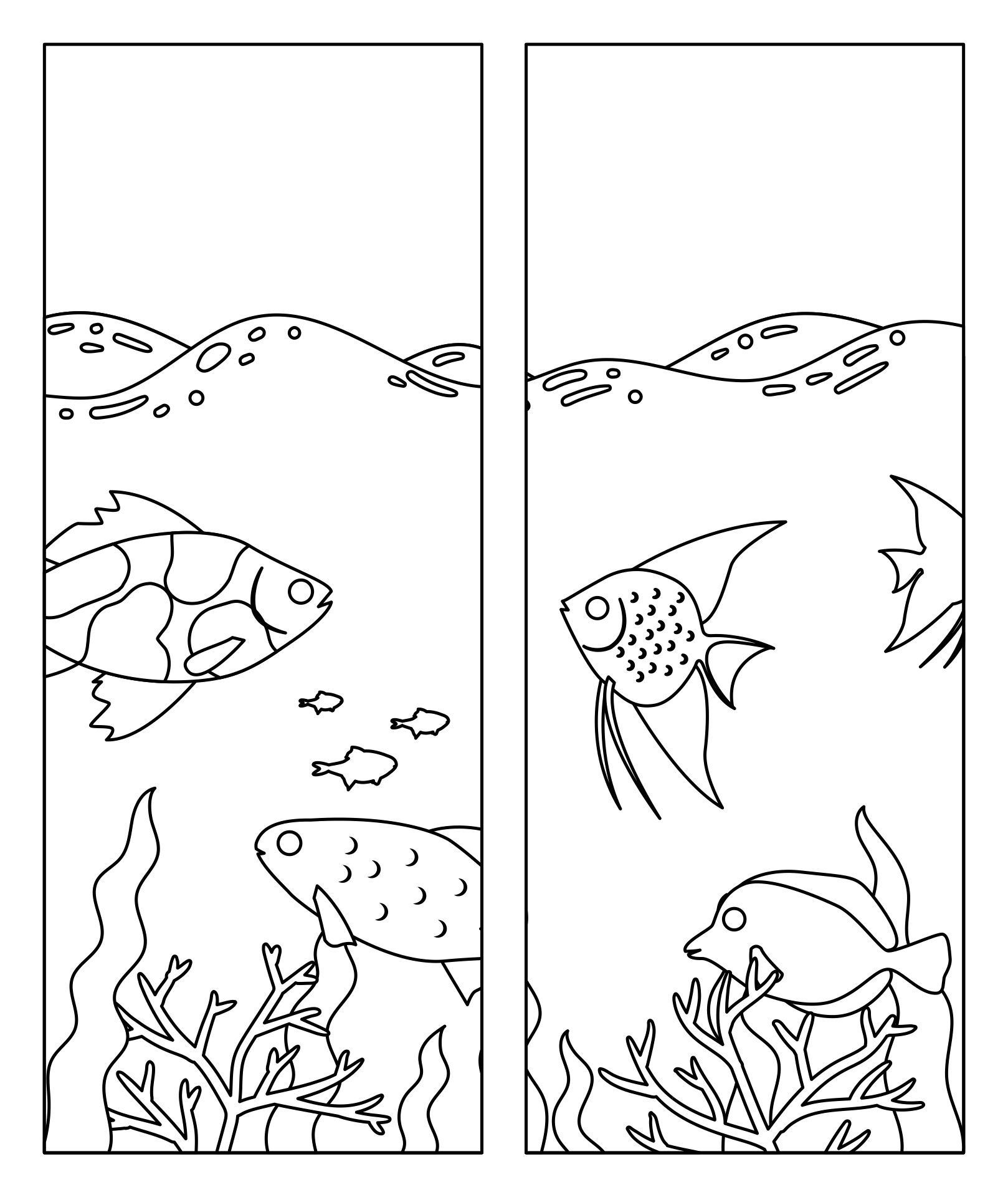 Printable Ocean Theme Coloring Bookmarks for Kids Printable Ocean Theme Coloring Bookmarks for Kids