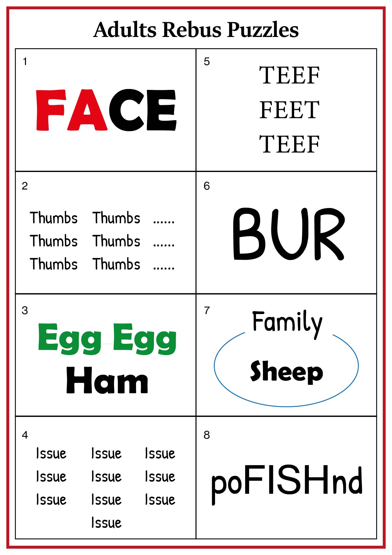 Printable Rebus Puzzles for Adults