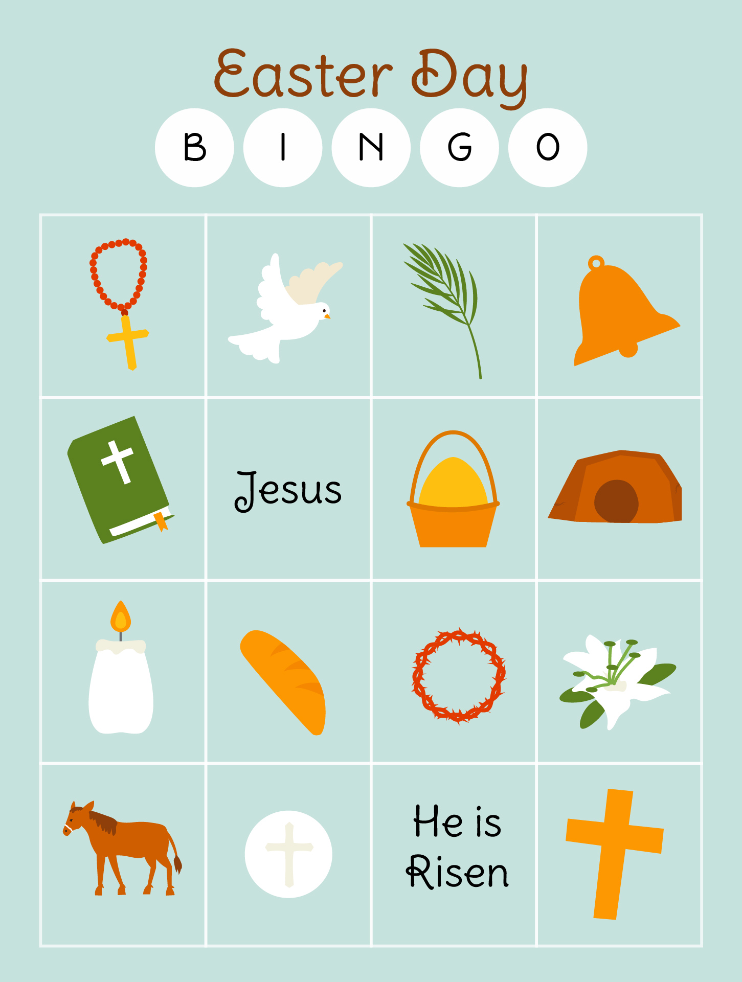 Printable Religious Easter Bingo Cards