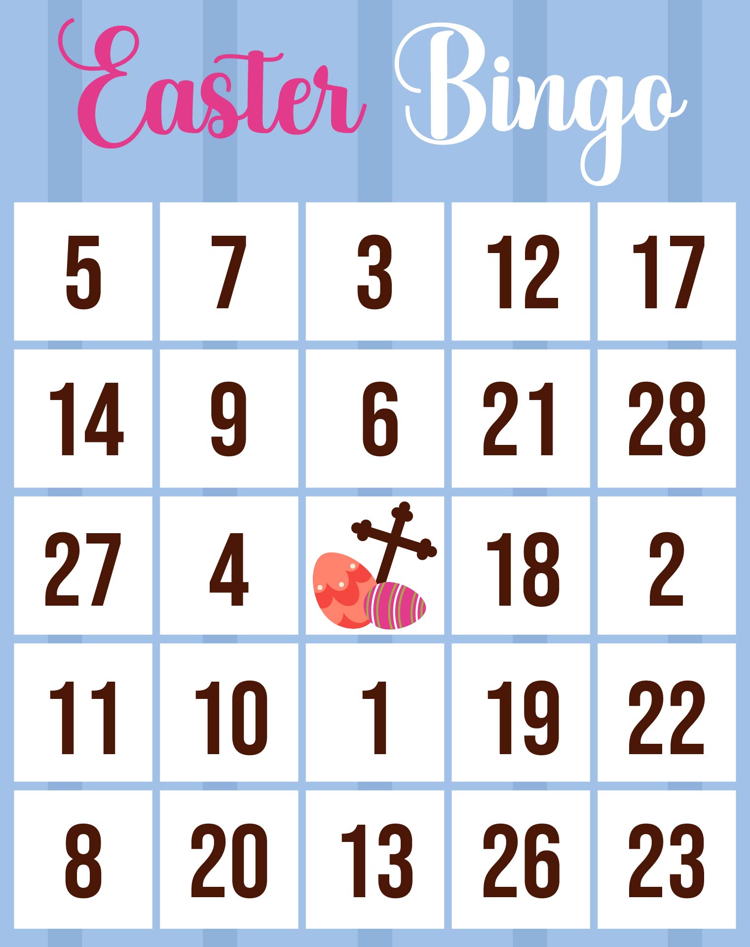 Printable Religious Easter Bingo Game Numbers Printable Religious Easter Bingo Game Numbers