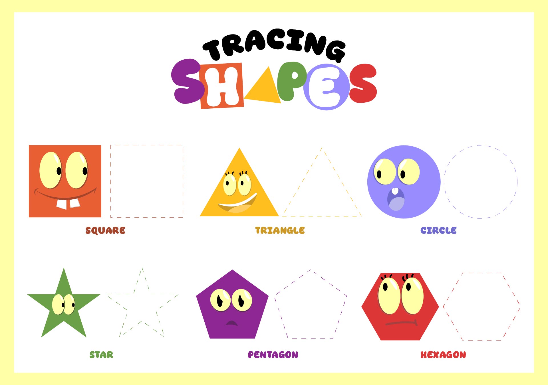 Printable Shapes and Letters Worksheets for Kids