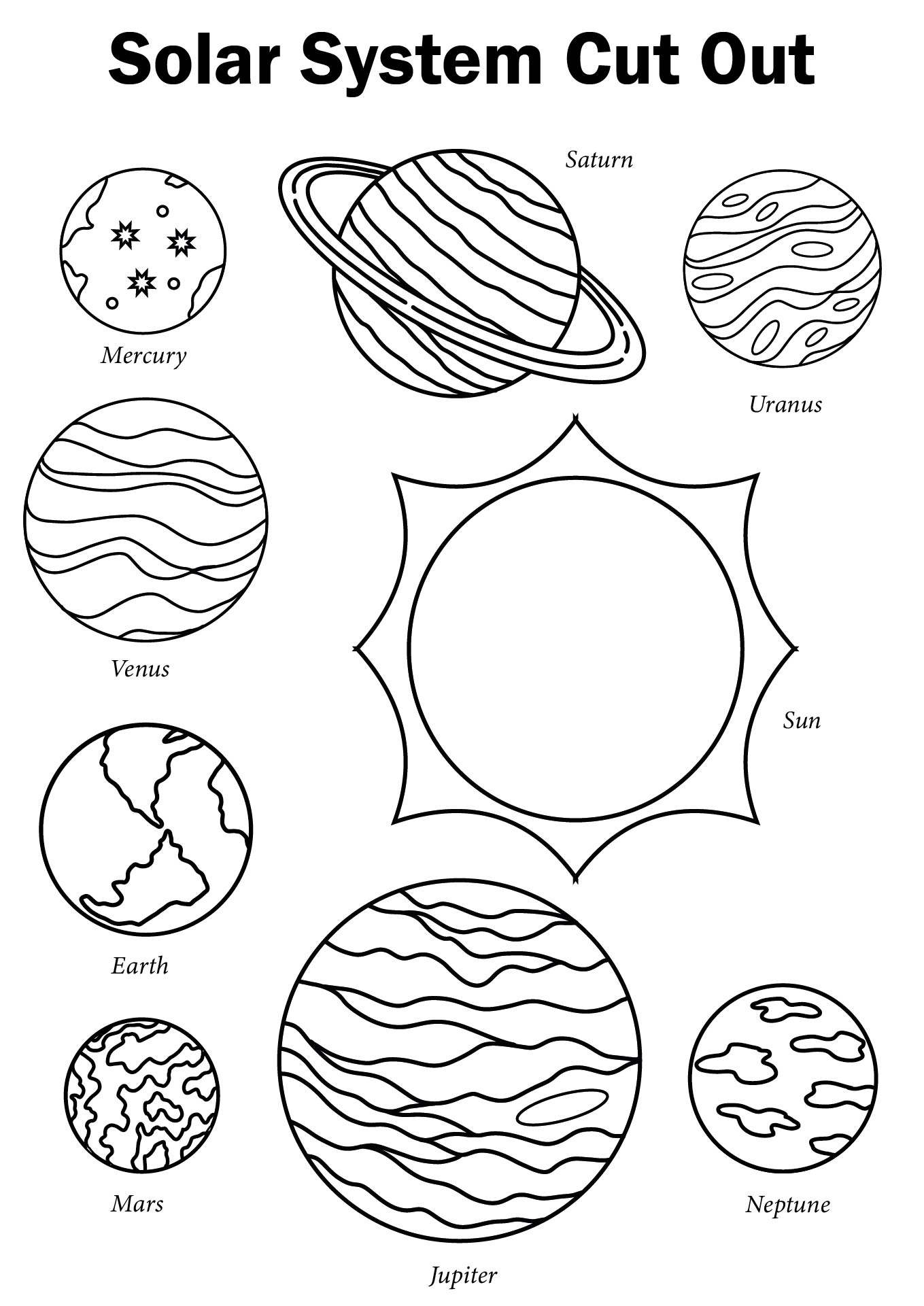 Printable Solar System Planets Cut Outs